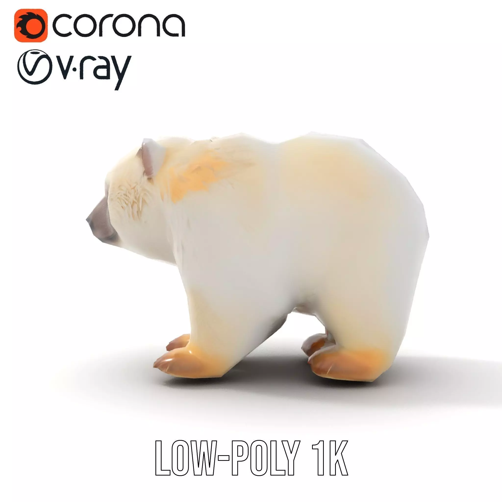 Fluffy Polar Bear model pack Low-poly 3D model_7