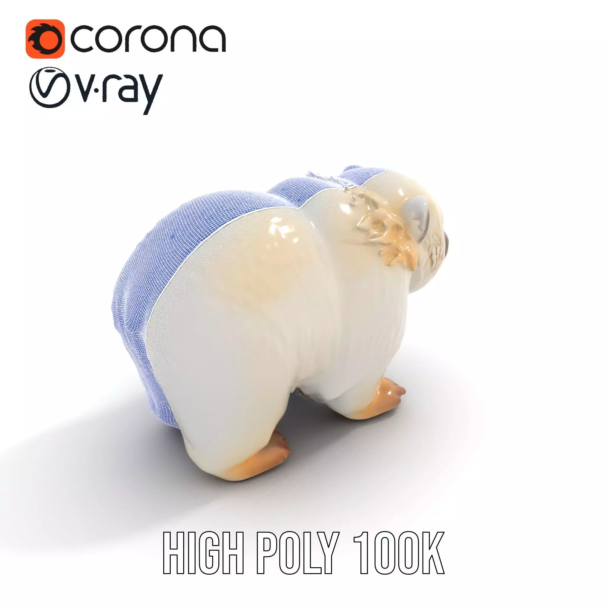Fluffy Polar Bear model pack Low-poly 3D model_32