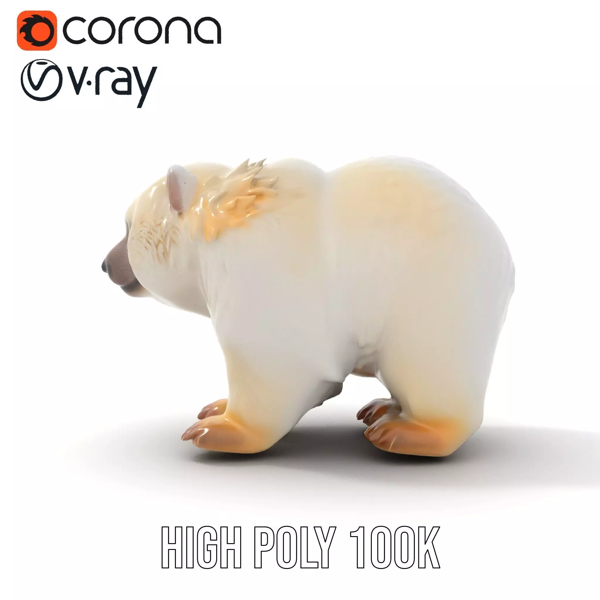 Fluffy Polar Bear model pack Low-poly 3D model_18