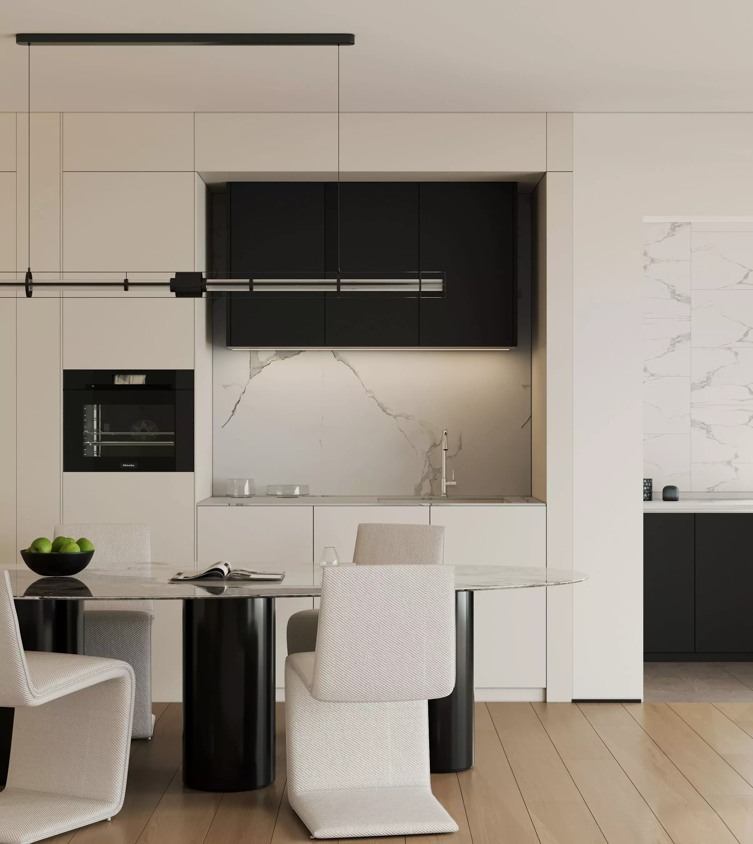 Modern living room dining room interior scenes  3D model_2