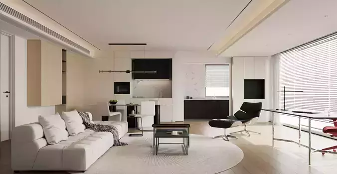 Modern living room dining room interior scenes 