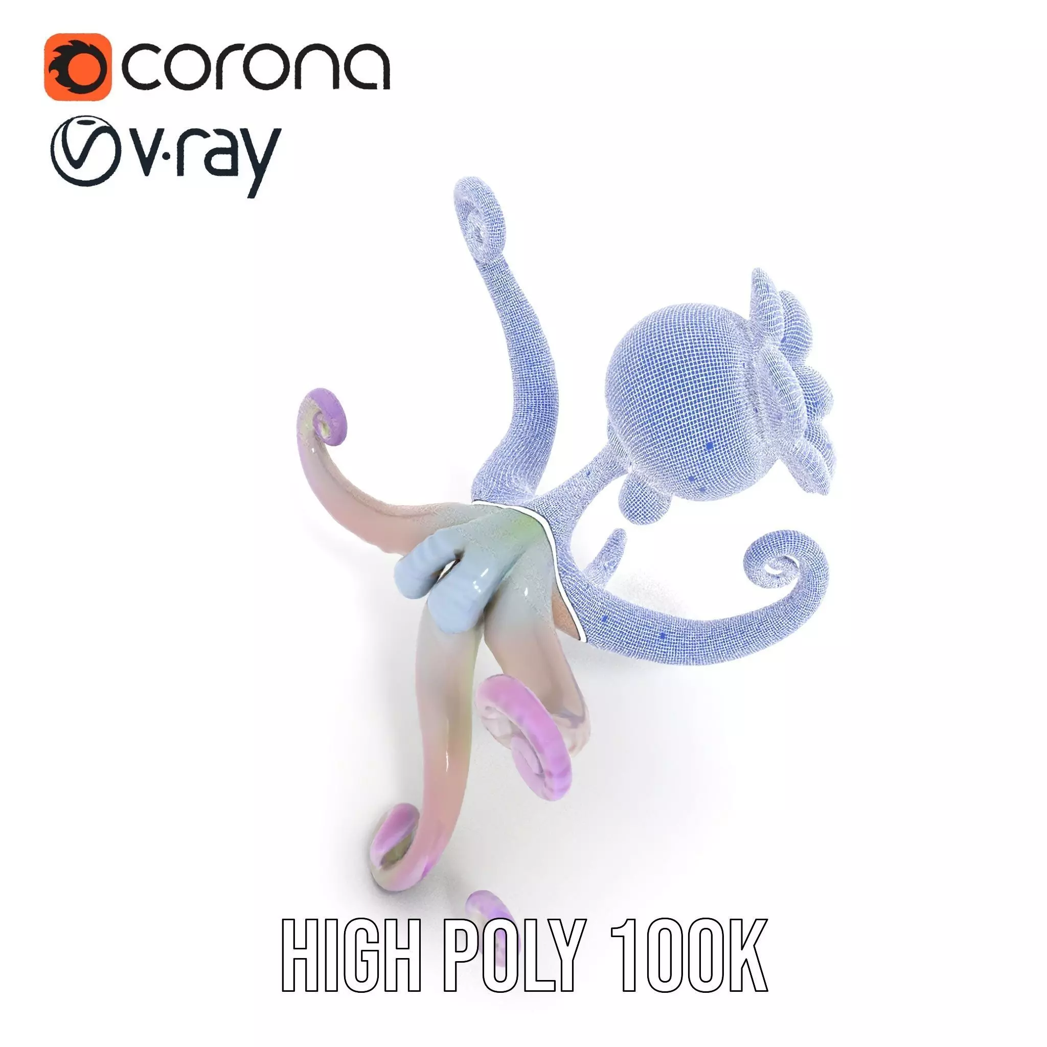 Playful Purple Octopus model pack Low-poly 3D model_34