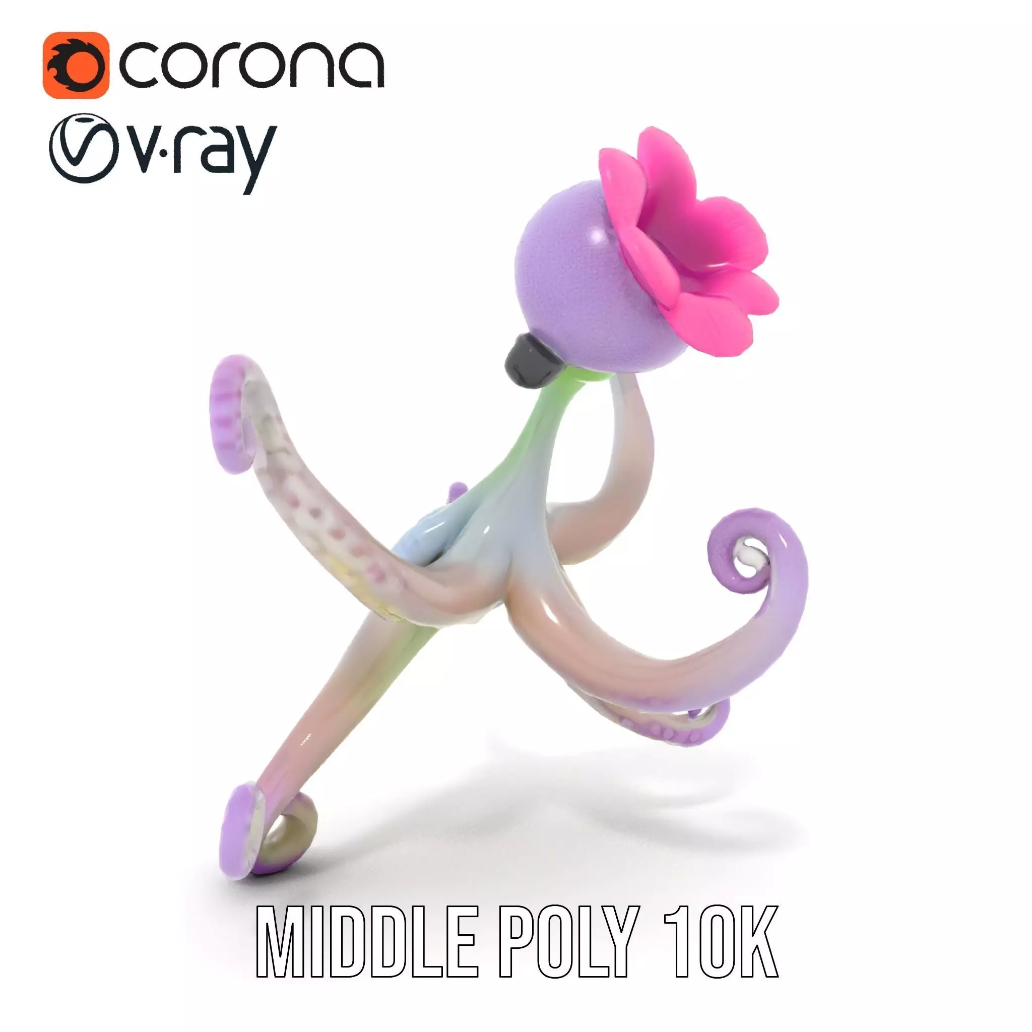 Playful Purple Octopus model pack Low-poly 3D model_6
