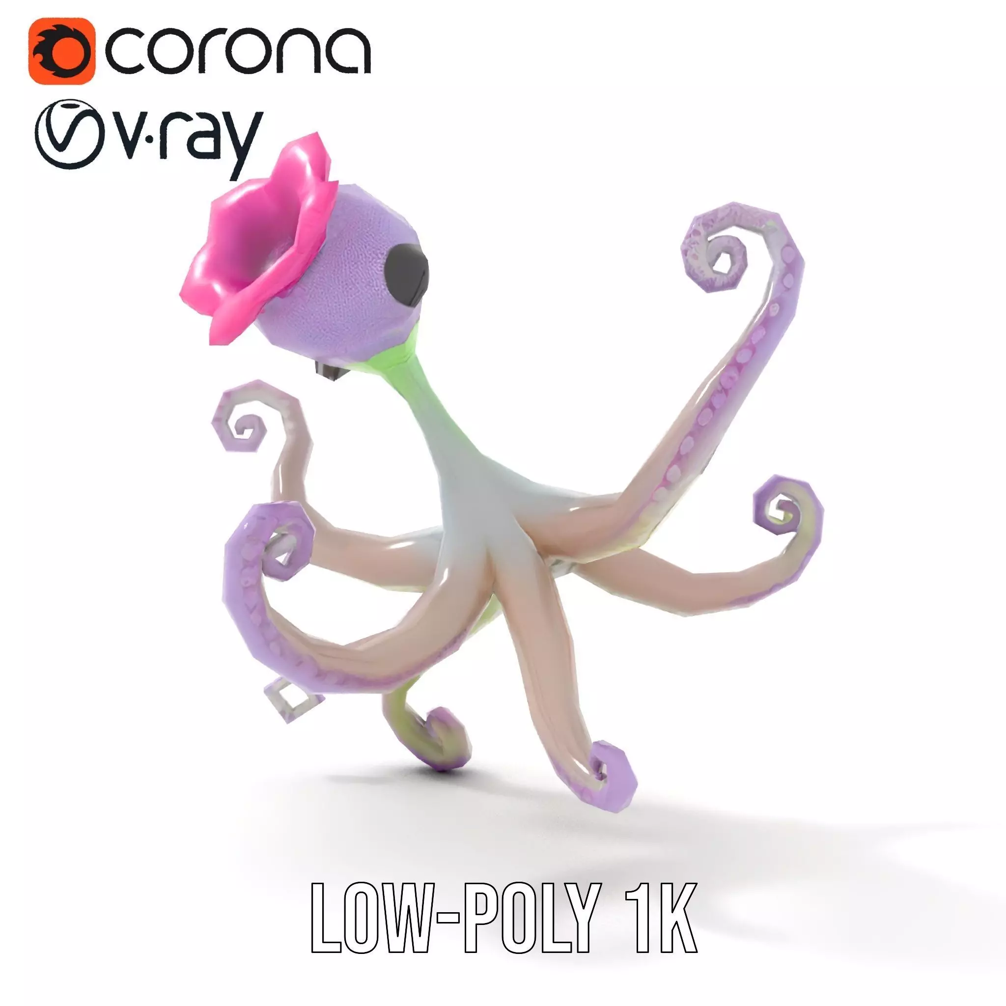 Playful Purple Octopus model pack Low-poly 3D model_28