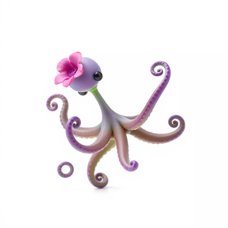 Playful Purple Octopus model pack Low-poly 3D model_2