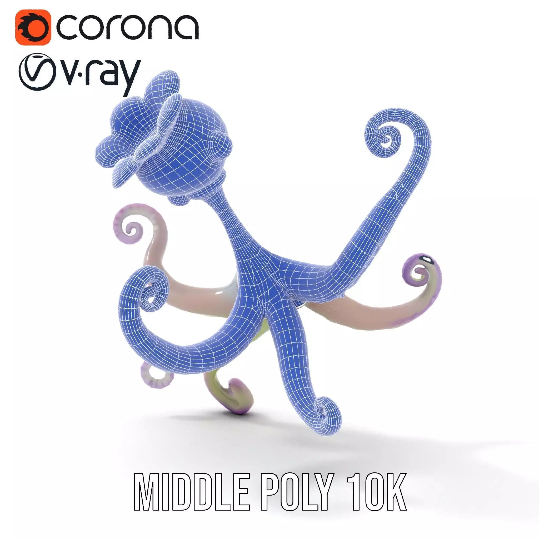 Playful Purple Octopus model pack Low-poly 3D model_24