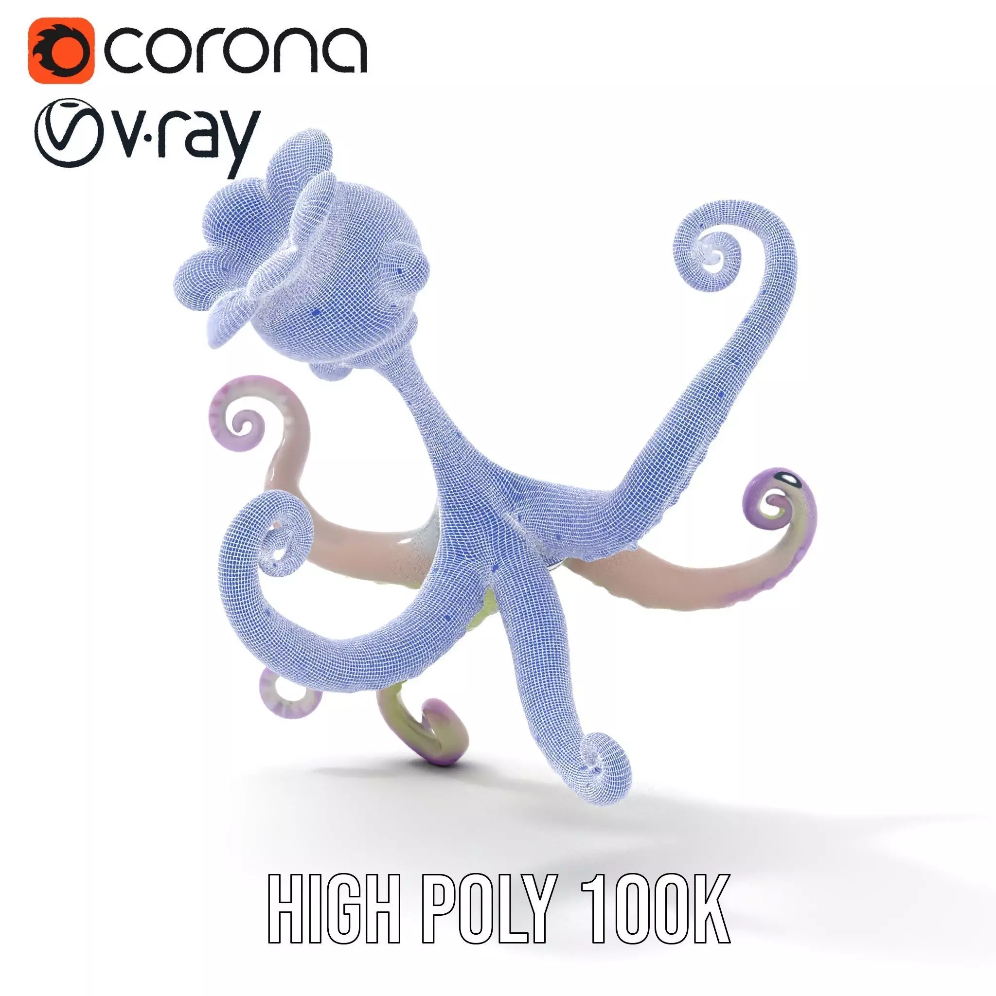 Playful Purple Octopus model pack Low-poly 3D model_29