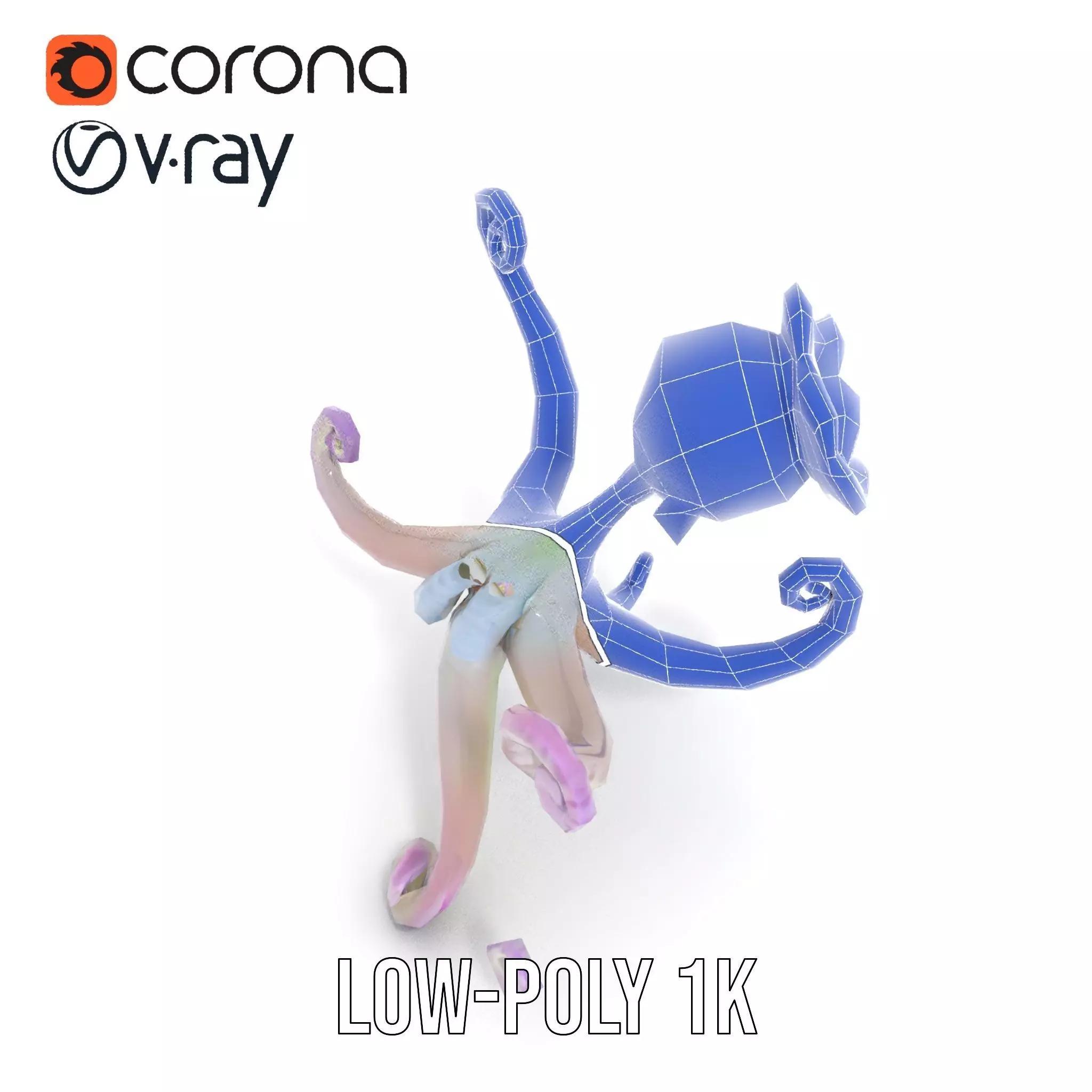 Playful Purple Octopus model pack Low-poly 3D model_19