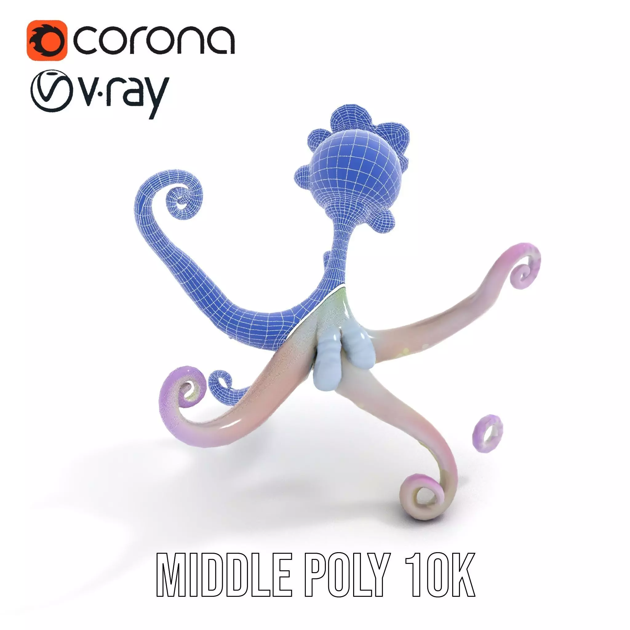Playful Purple Octopus model pack Low-poly 3D model_27