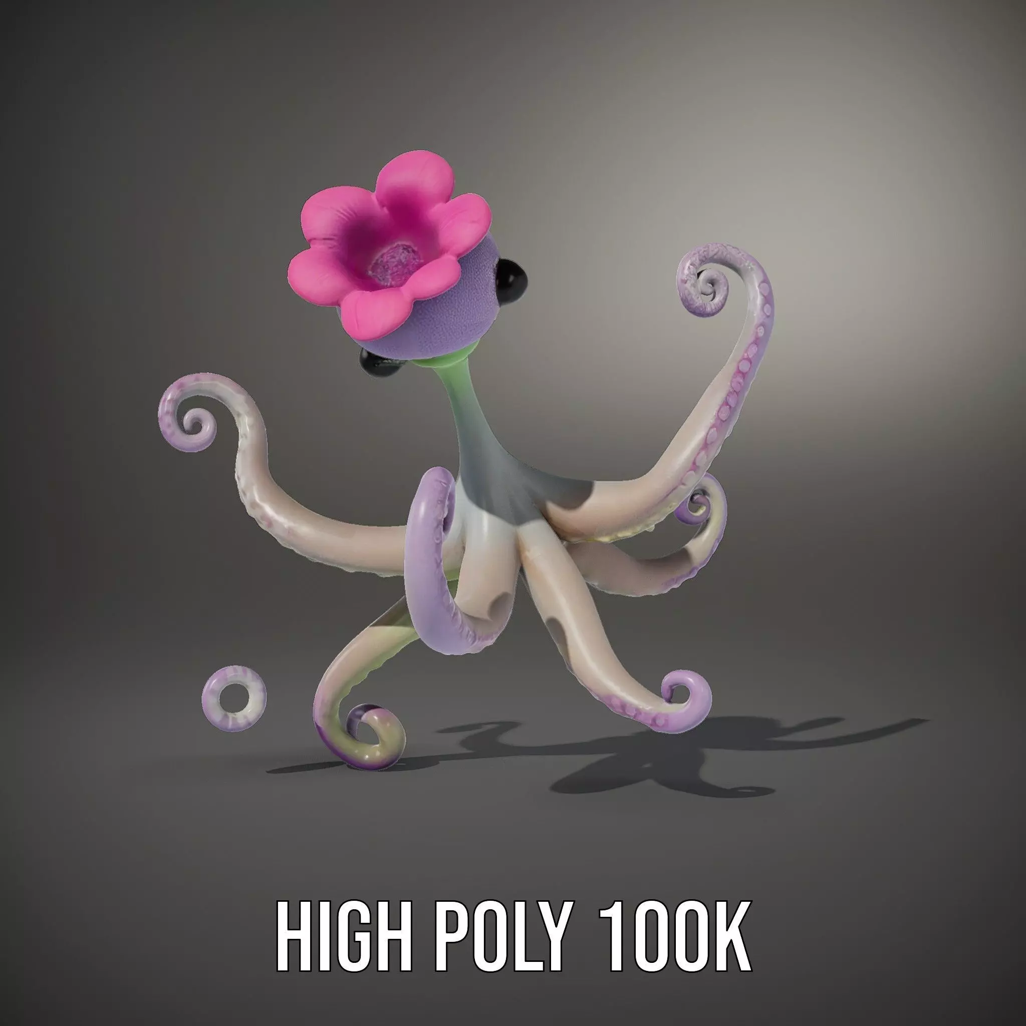 Playful Purple Octopus model pack Low-poly 3D model_8