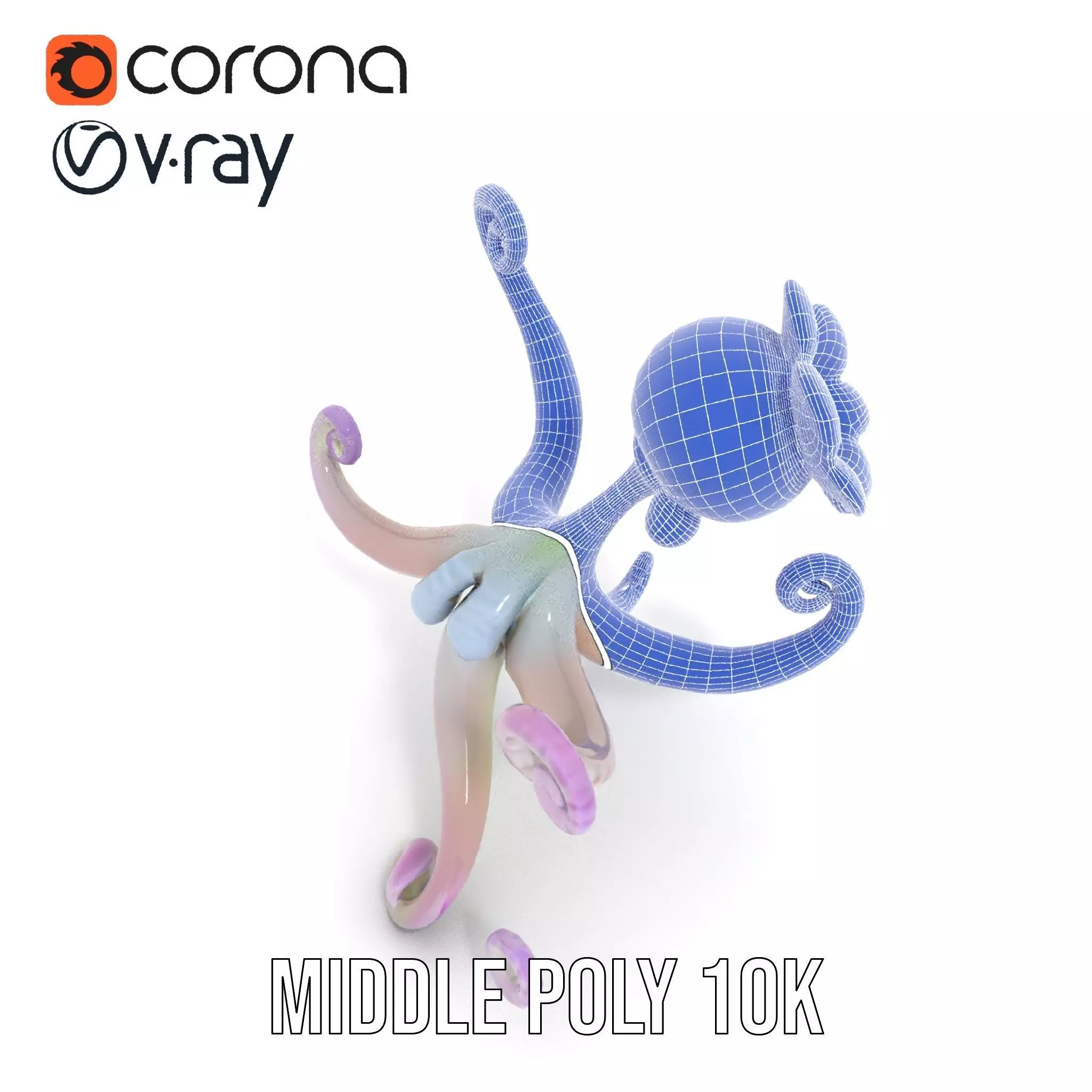 Playful Purple Octopus model pack Low-poly 3D model_21