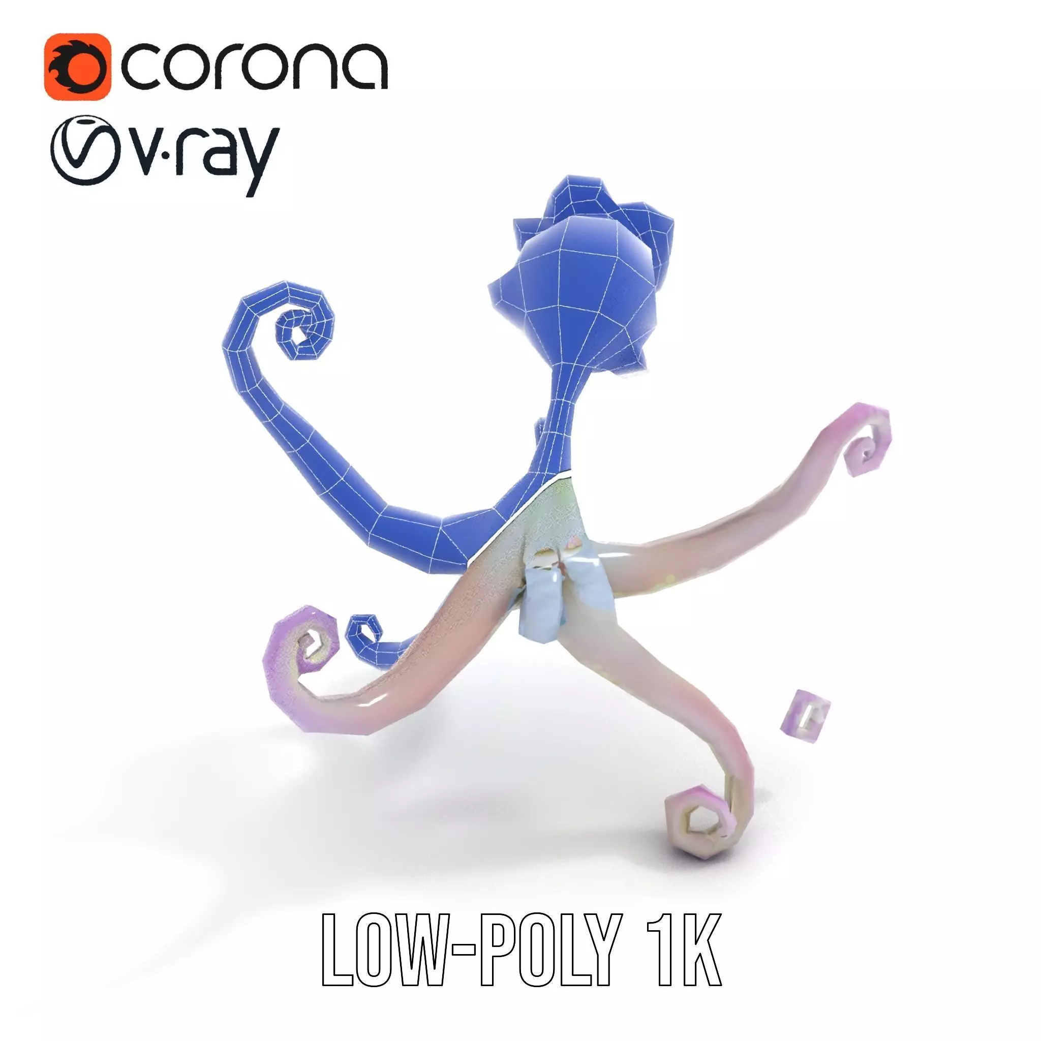 Playful Purple Octopus model pack Low-poly 3D model_16