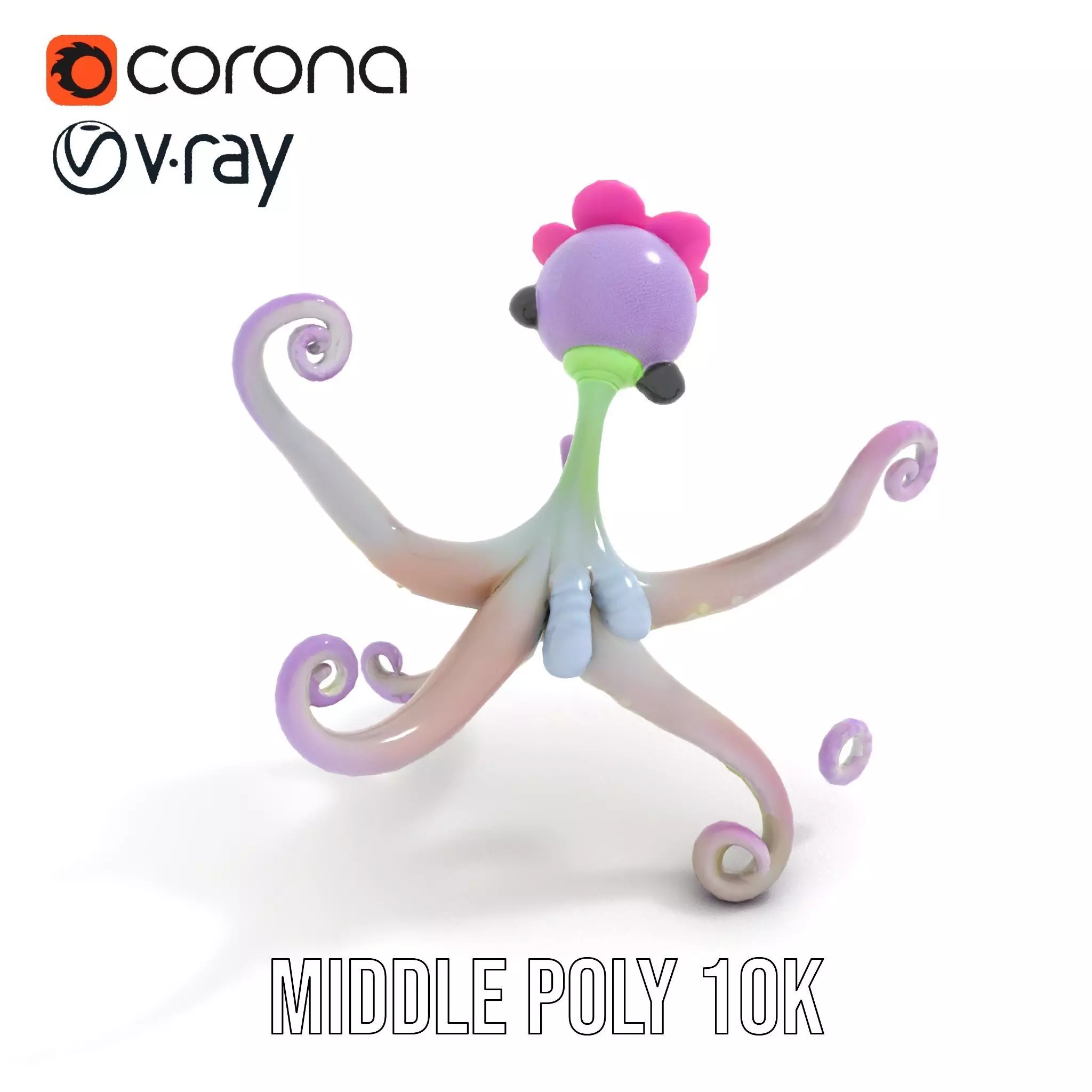 Playful Purple Octopus model pack Low-poly 3D model_15