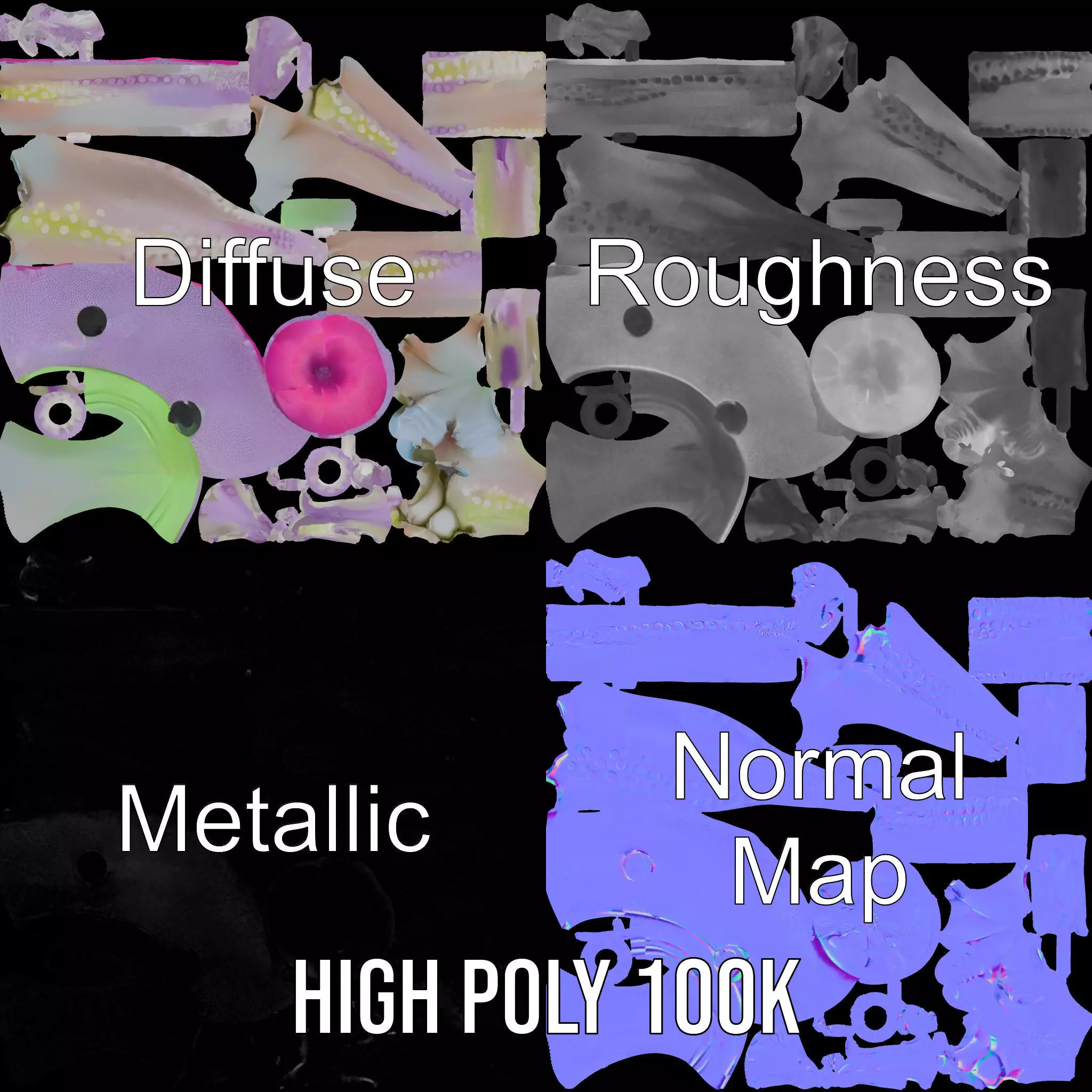 Playful Purple Octopus model pack Low-poly 3D model_3