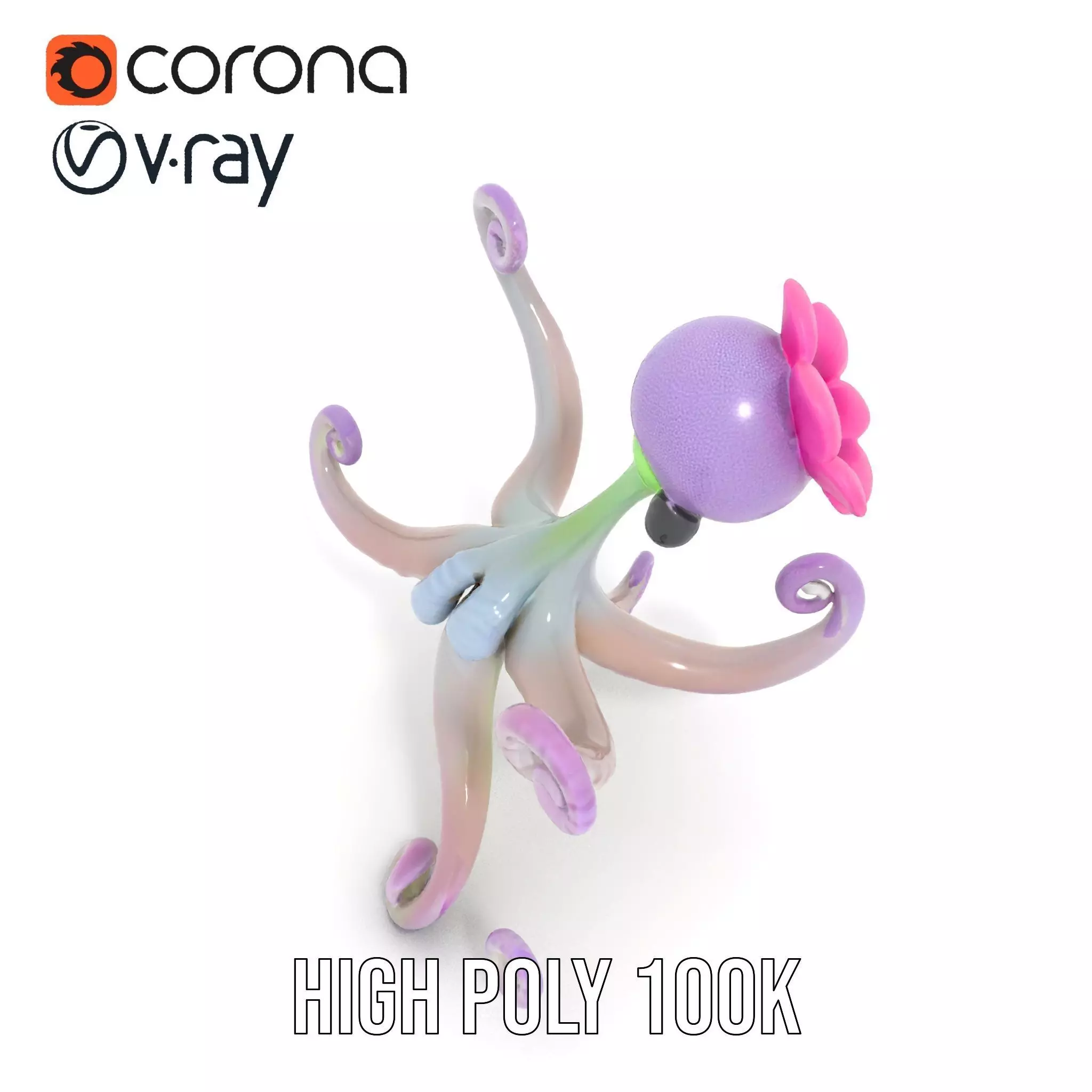 Playful Purple Octopus model pack Low-poly 3D model_26