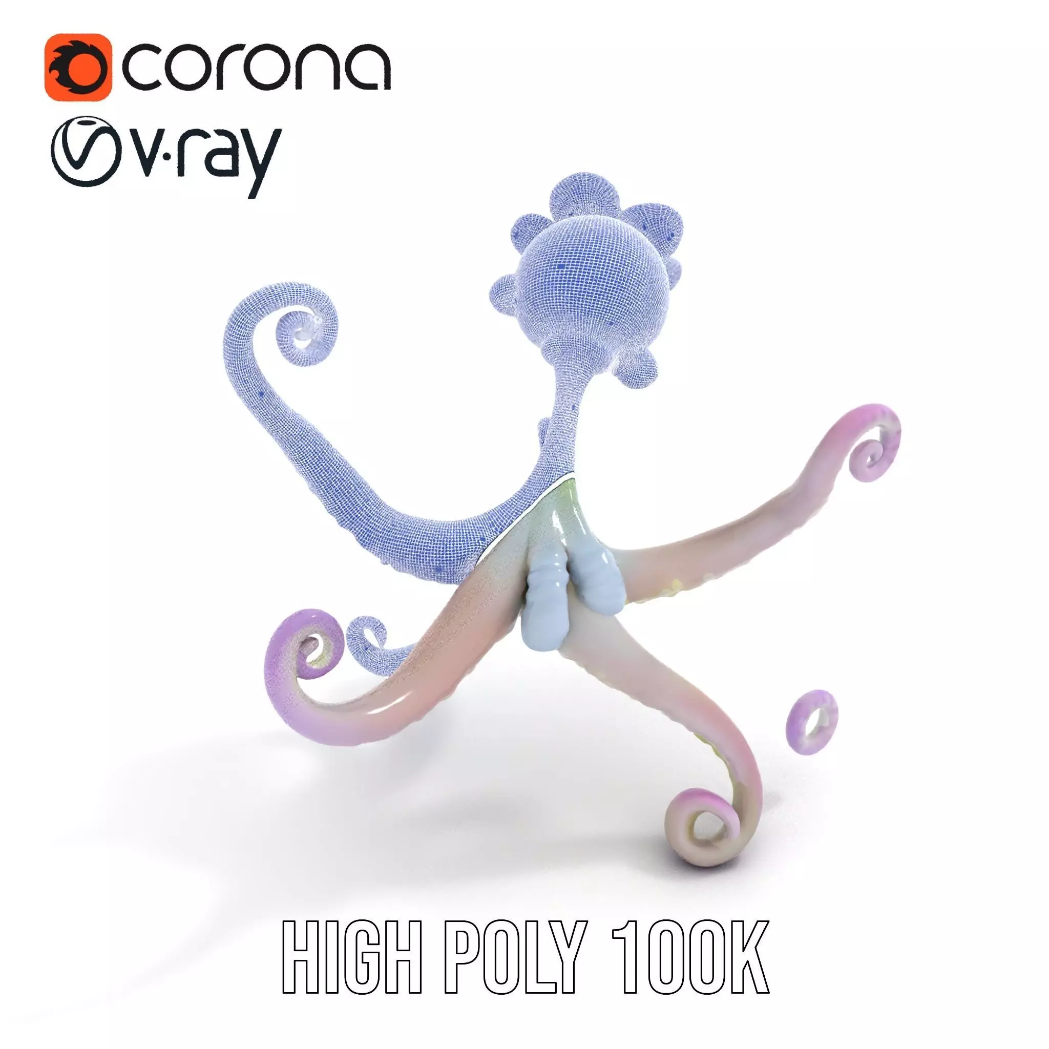 Playful Purple Octopus model pack Low-poly 3D model_33