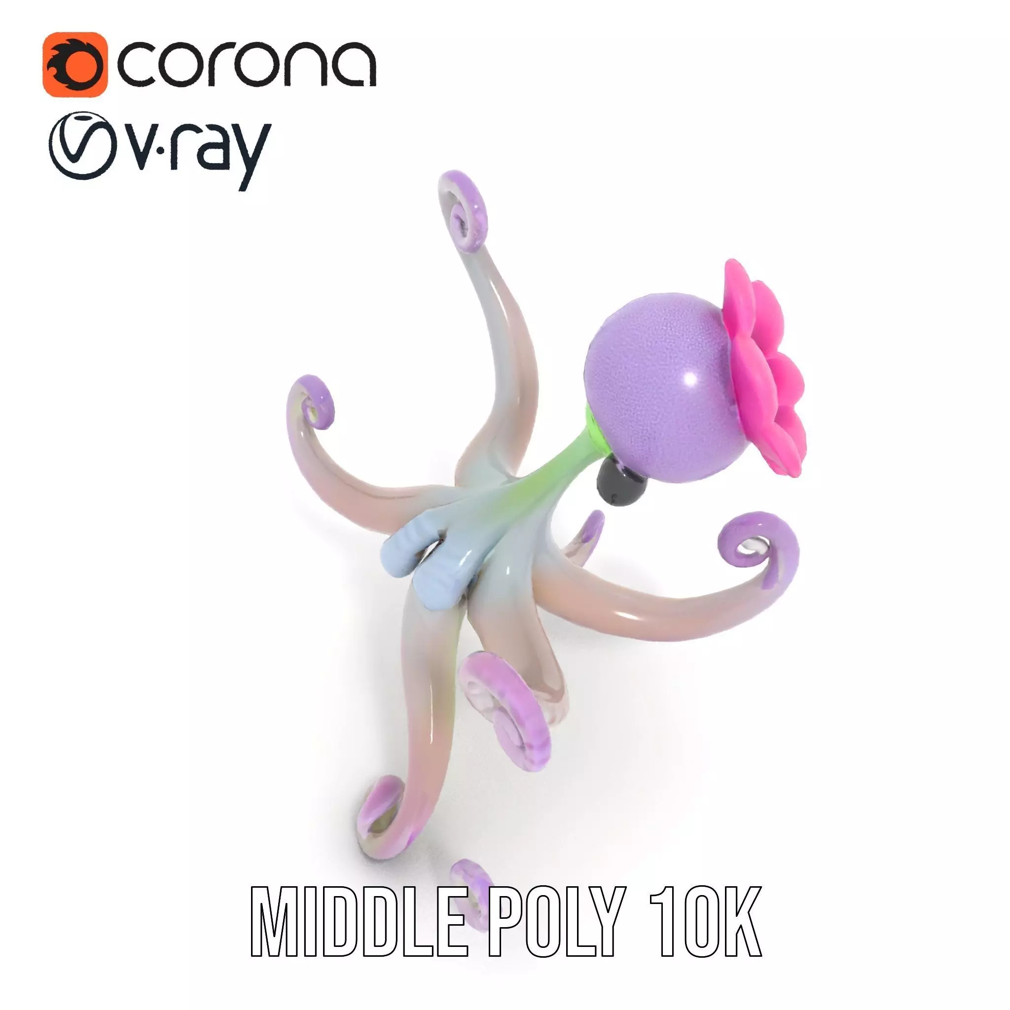 Playful Purple Octopus model pack Low-poly 3D model_5