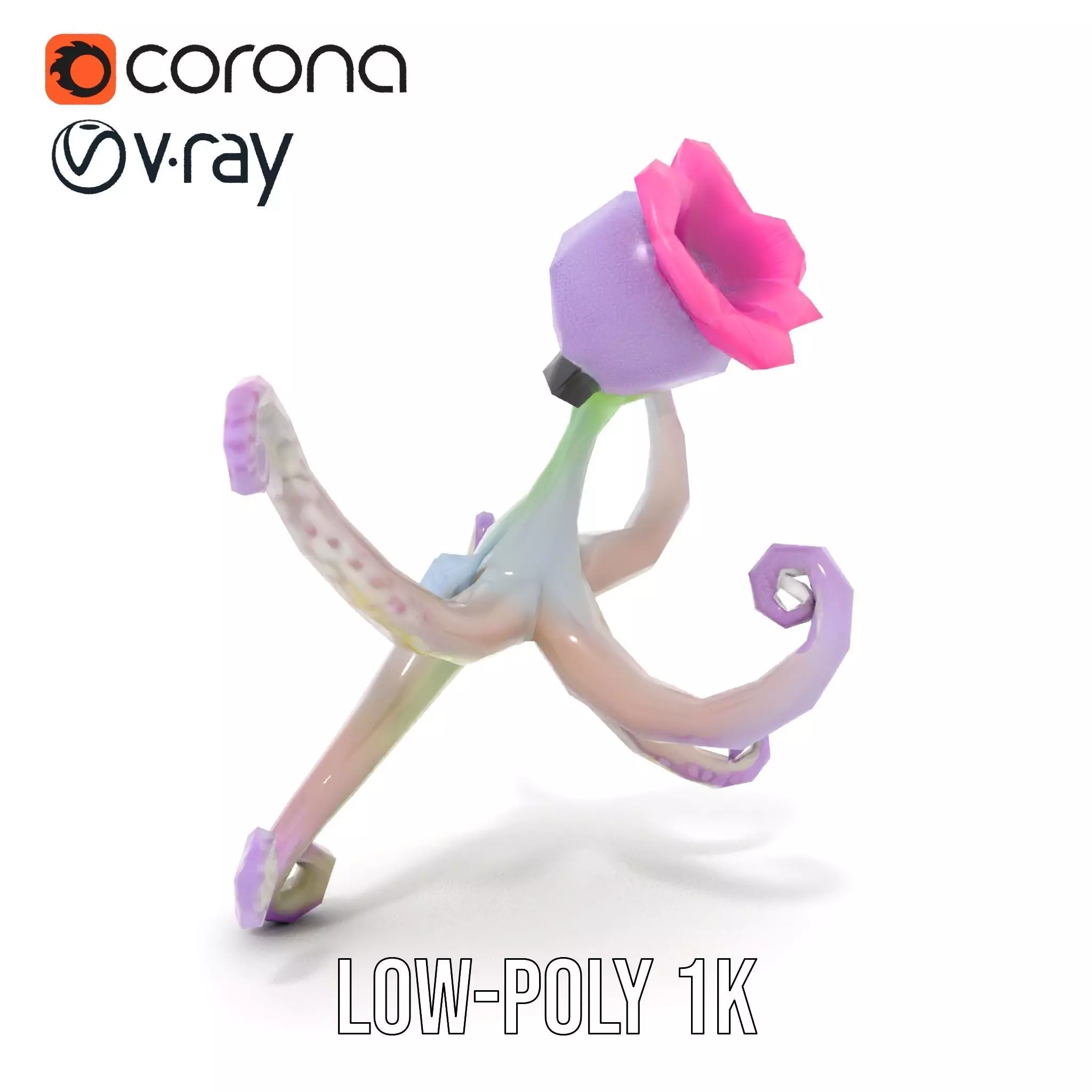 Playful Purple Octopus model pack Low-poly 3D model_31