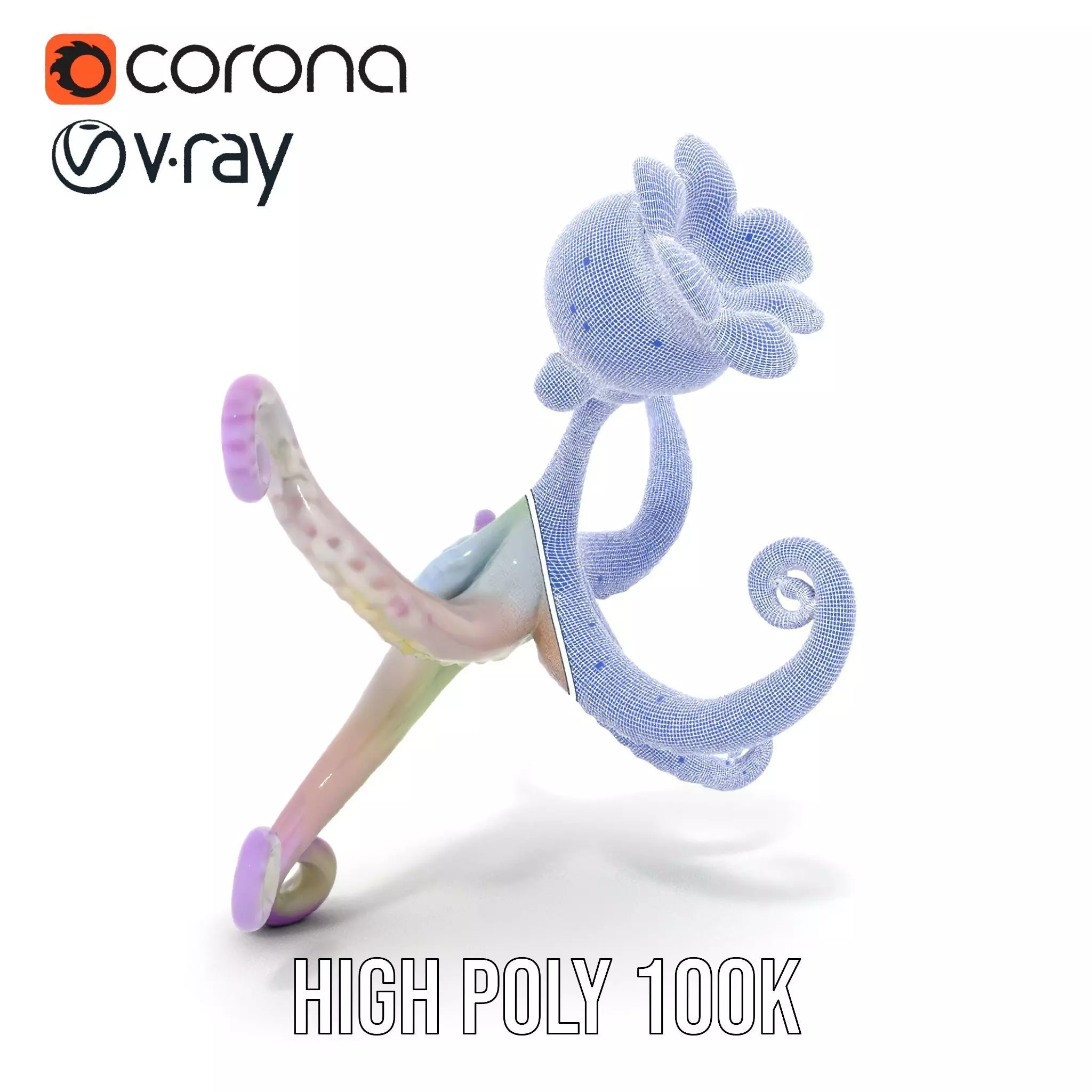 Playful Purple Octopus model pack Low-poly 3D model_32