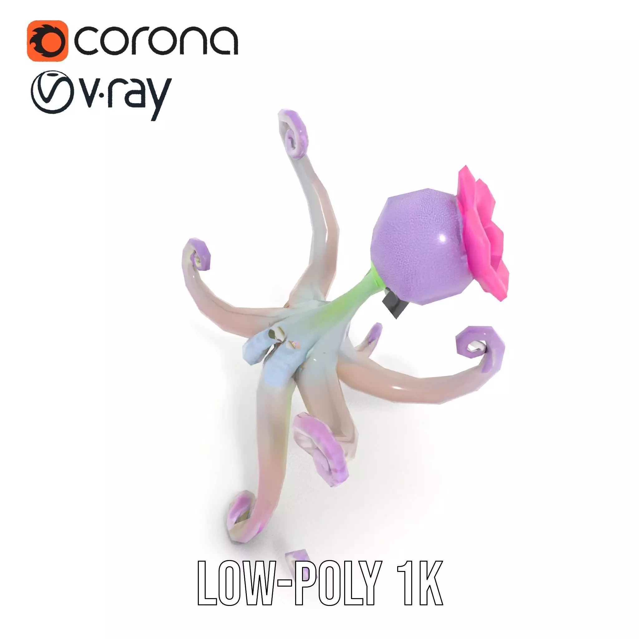 Playful Purple Octopus model pack Low-poly 3D model_12