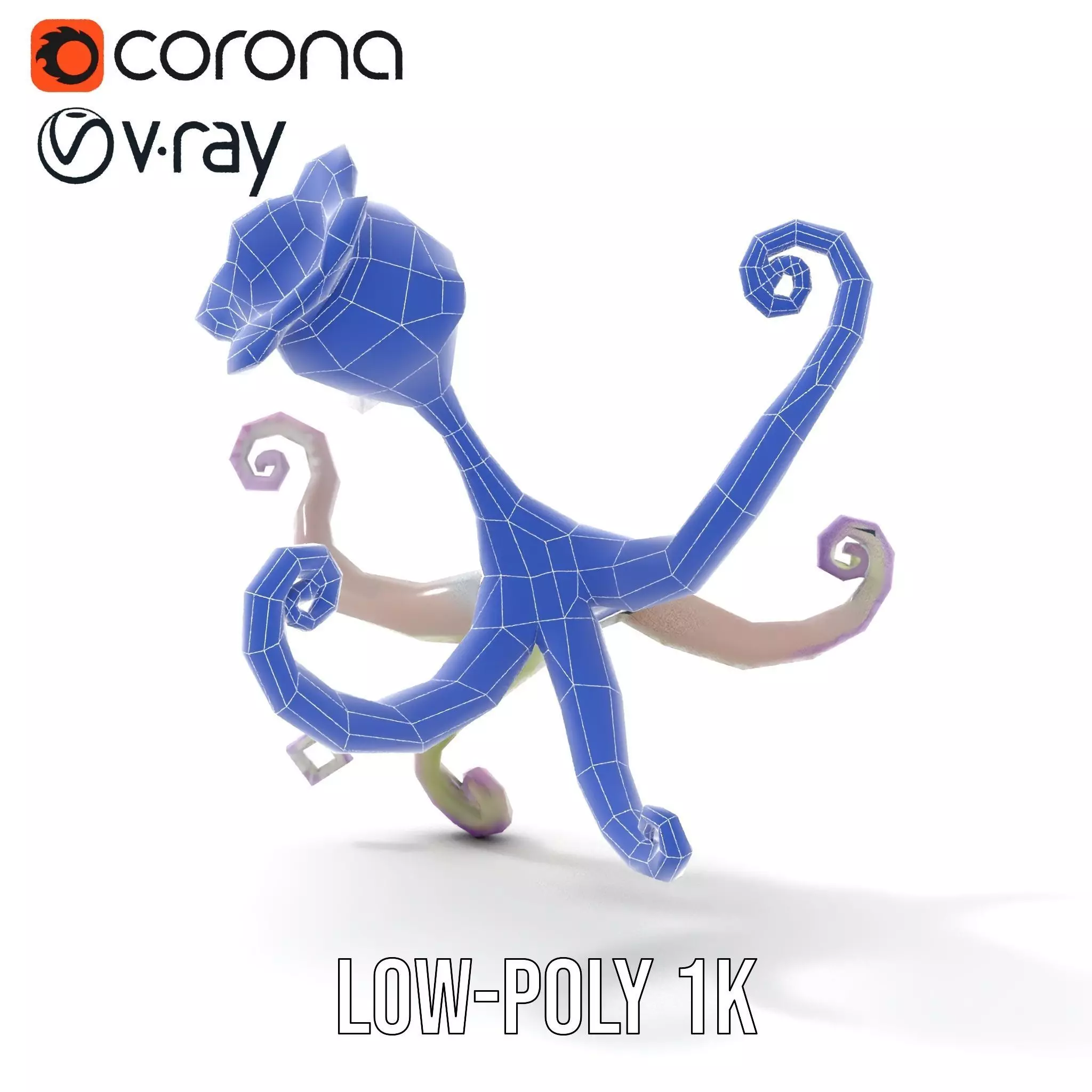 Playful Purple Octopus model pack Low-poly 3D model_22