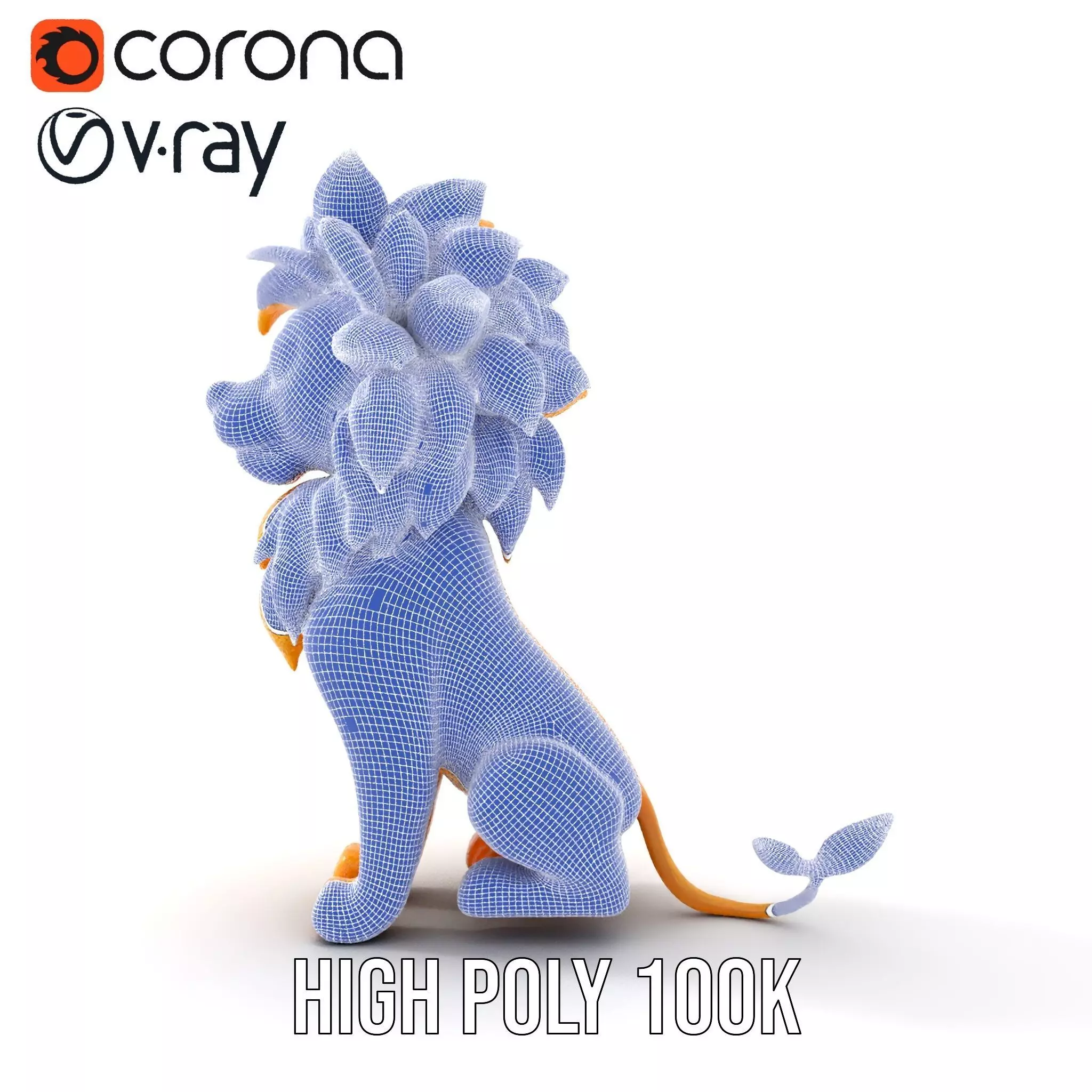 Golden Lion Sculpture model pack Low-poly 3D model_33