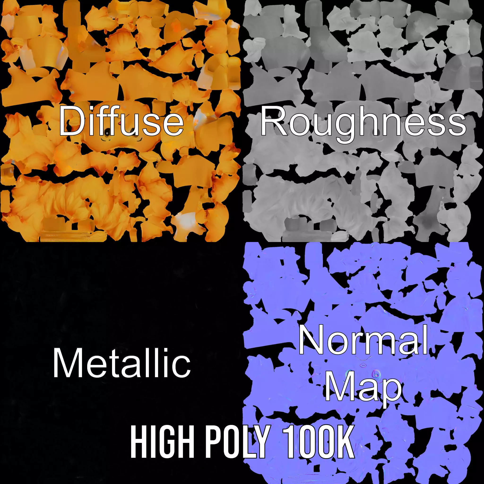 Golden Lion Sculpture model pack Low-poly 3D model_3