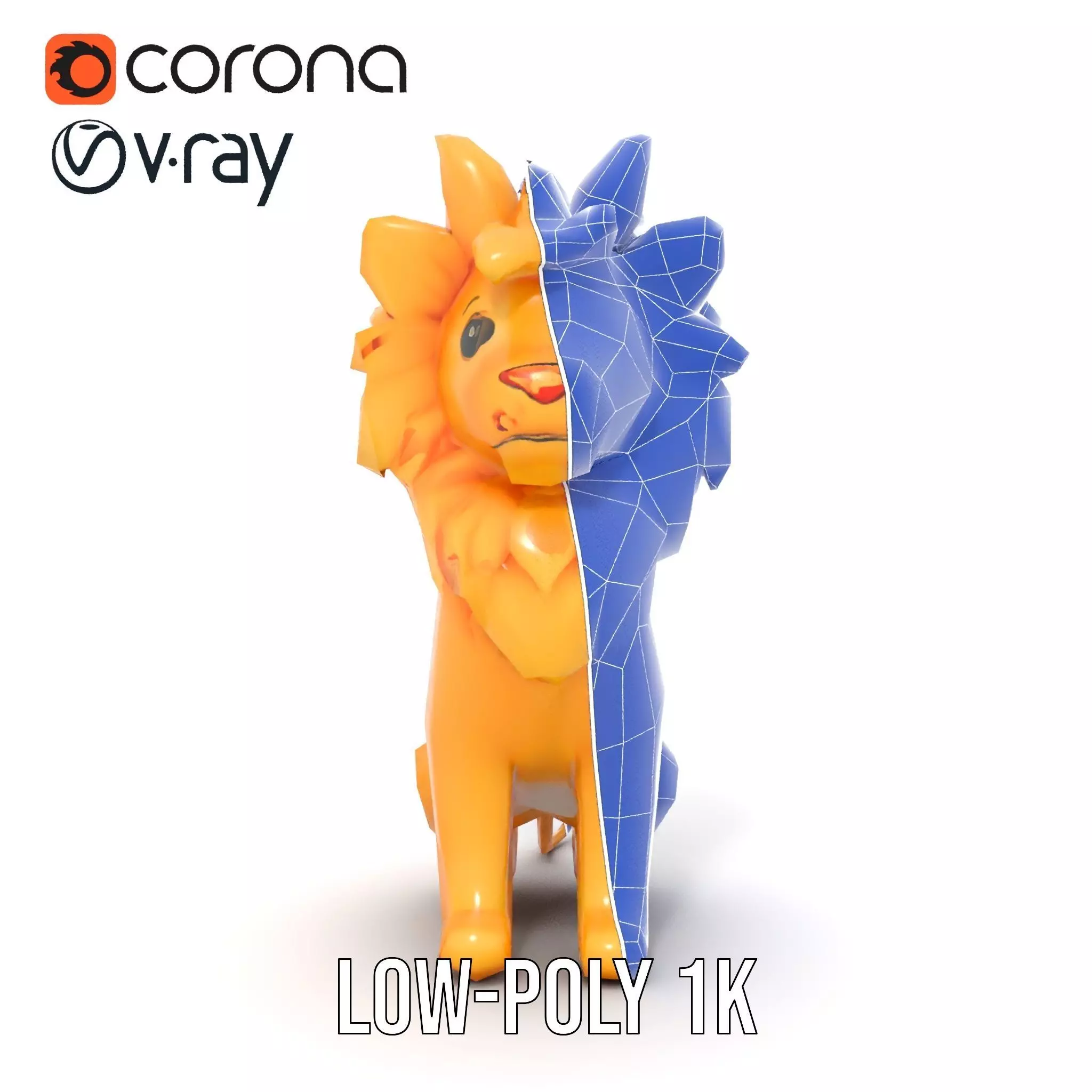 Golden Lion Sculpture model pack Low-poly 3D model_28