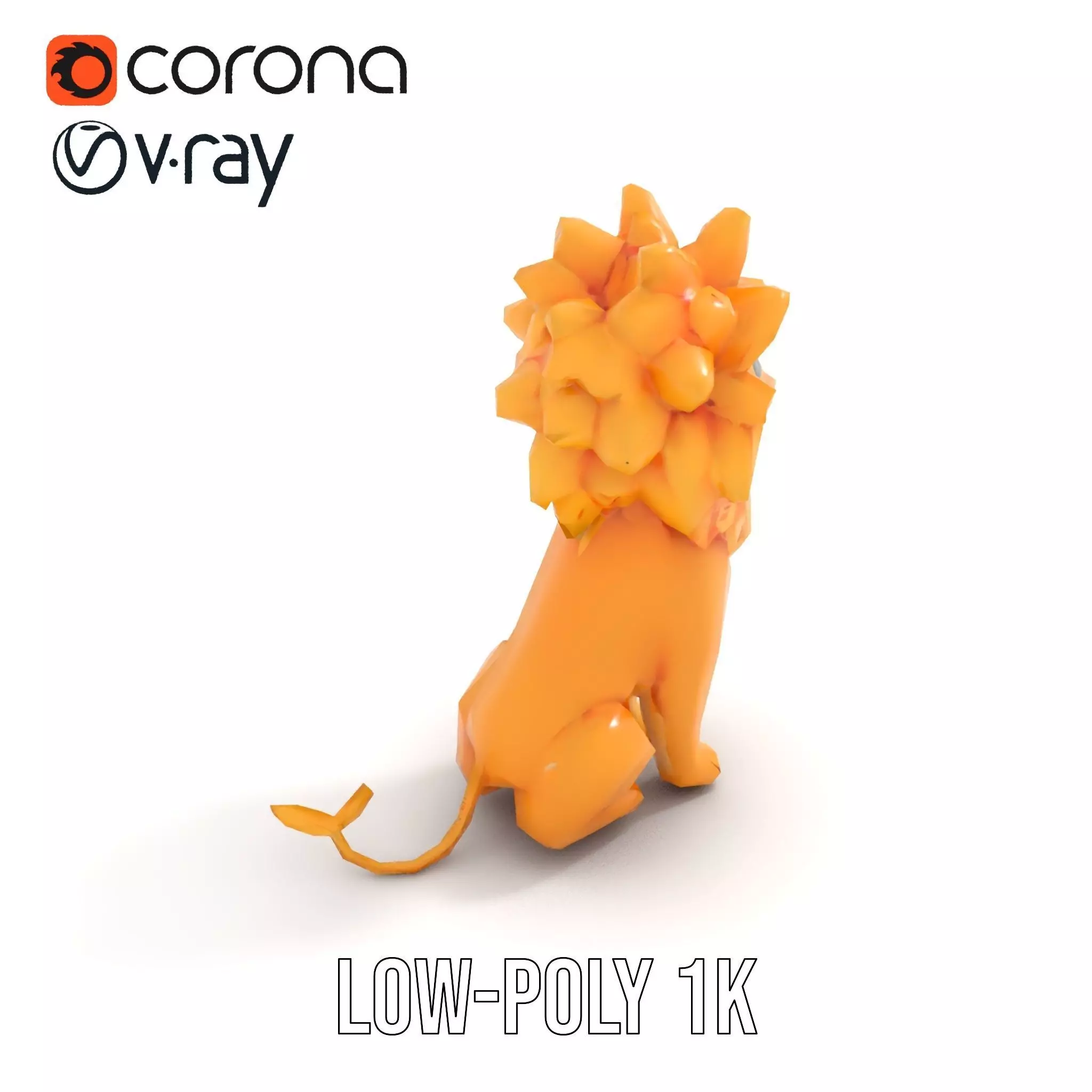 Golden Lion Sculpture model pack Low-poly 3D model_7