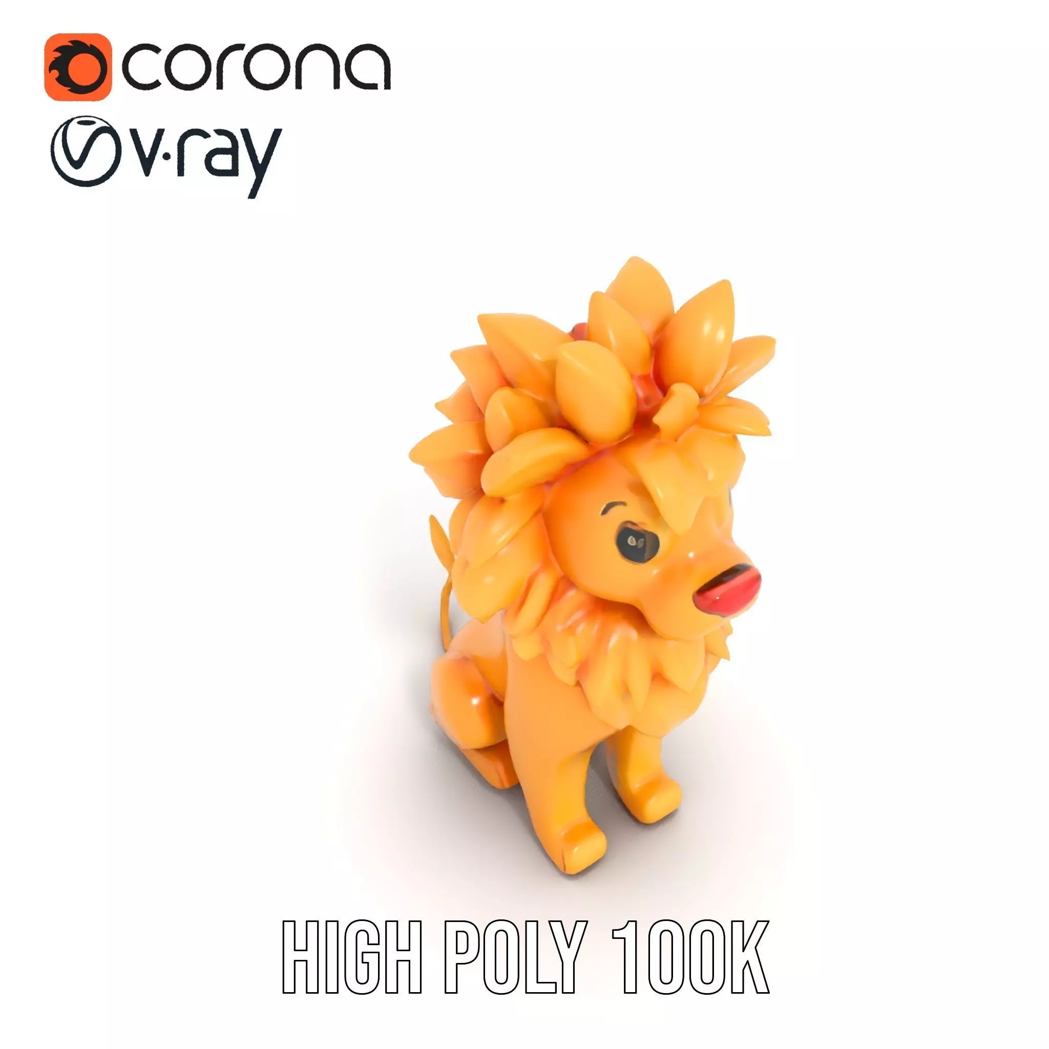 Golden Lion Sculpture model pack Low-poly 3D model_17