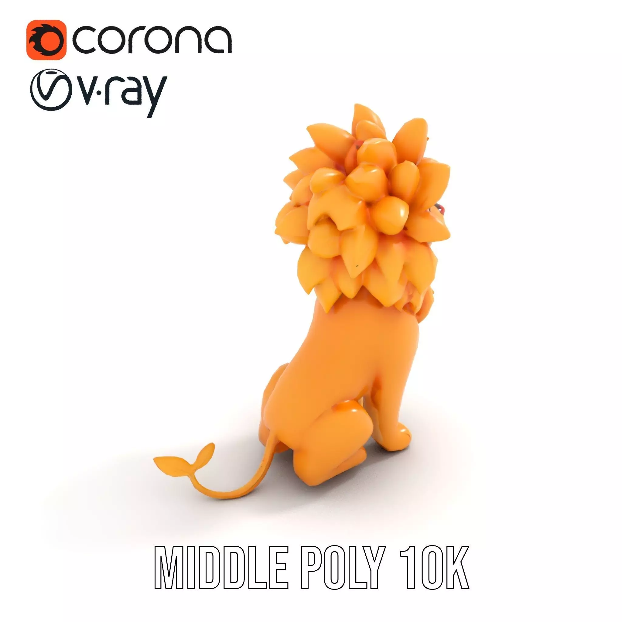 Golden Lion Sculpture model pack Low-poly 3D model_6