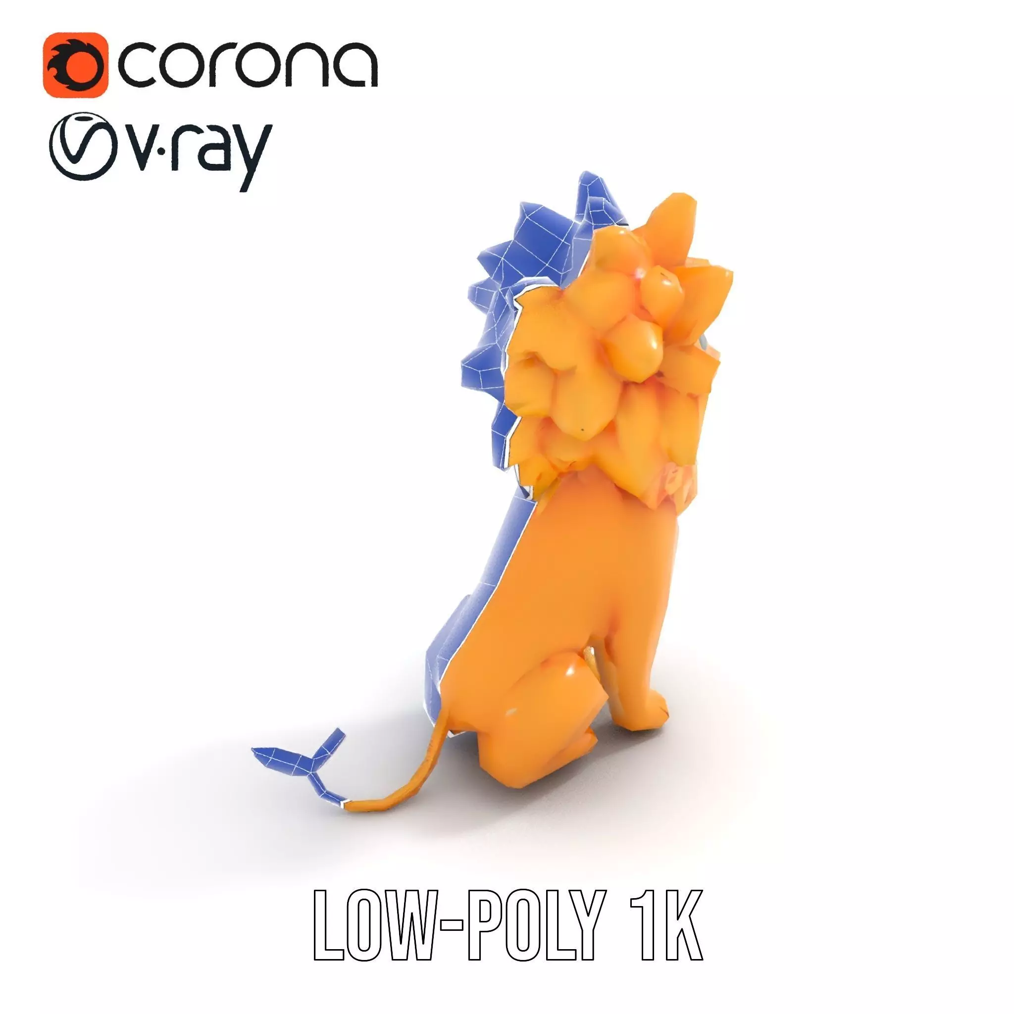 Golden Lion Sculpture model pack Low-poly 3D model_22