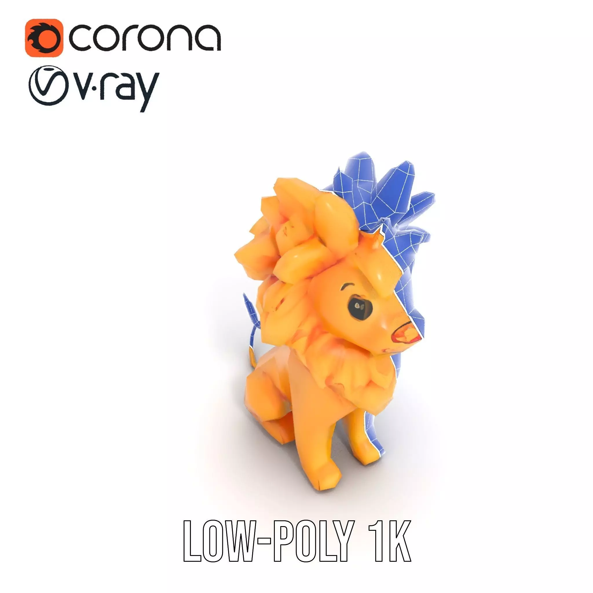 Golden Lion Sculpture model pack Low-poly 3D model_19