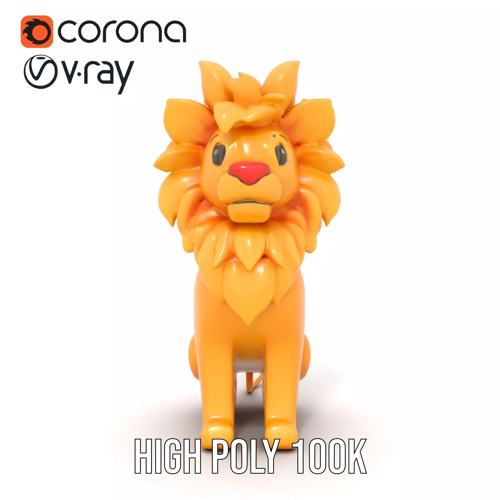 Golden Lion Sculpture model pack Low-poly 3D model_20