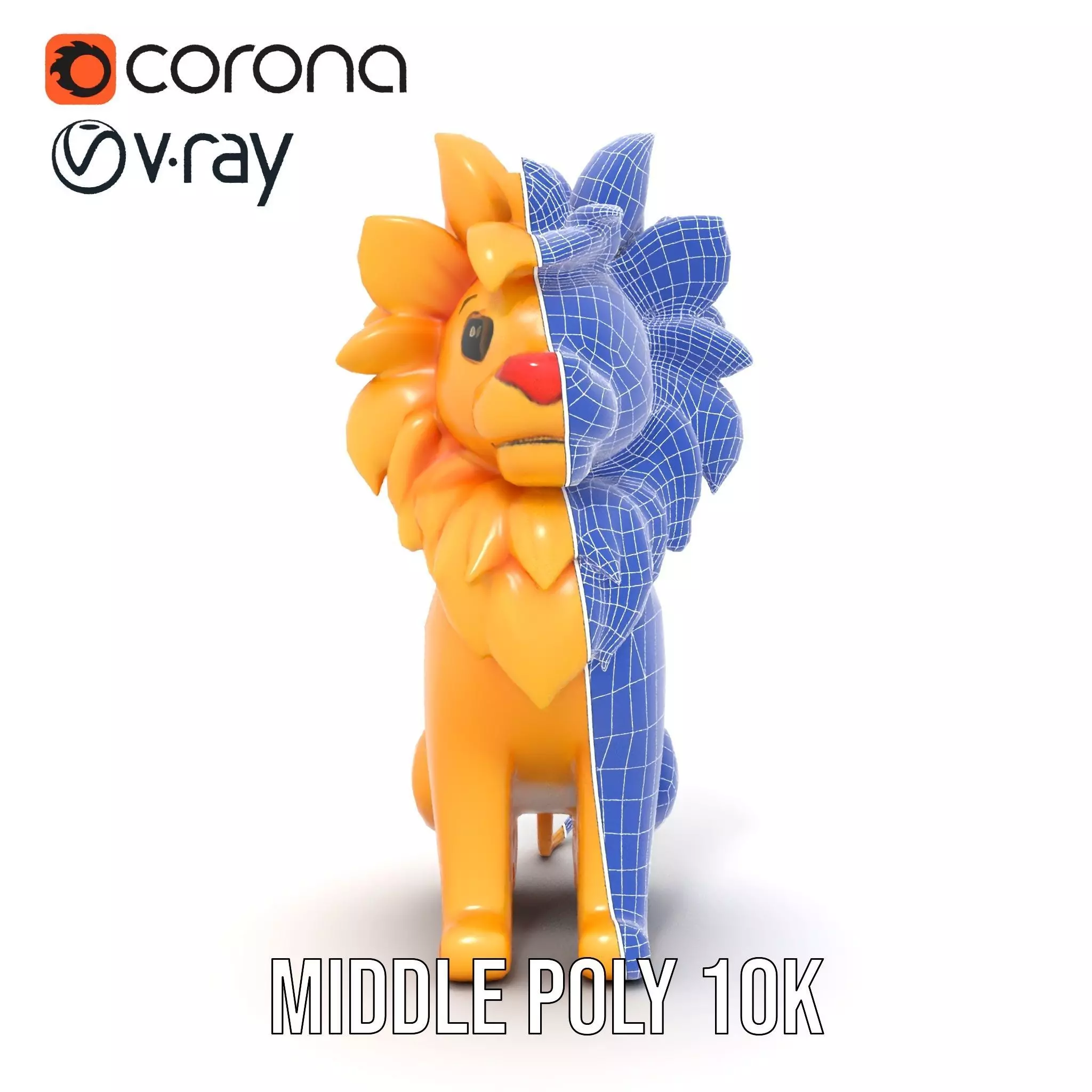 Golden Lion Sculpture model pack Low-poly 3D model_30
