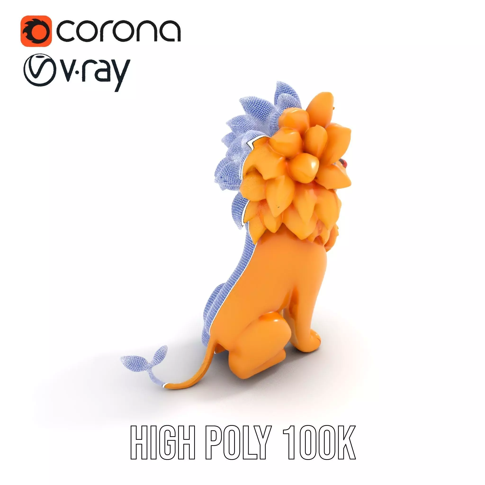 Golden Lion Sculpture model pack Low-poly 3D model_26