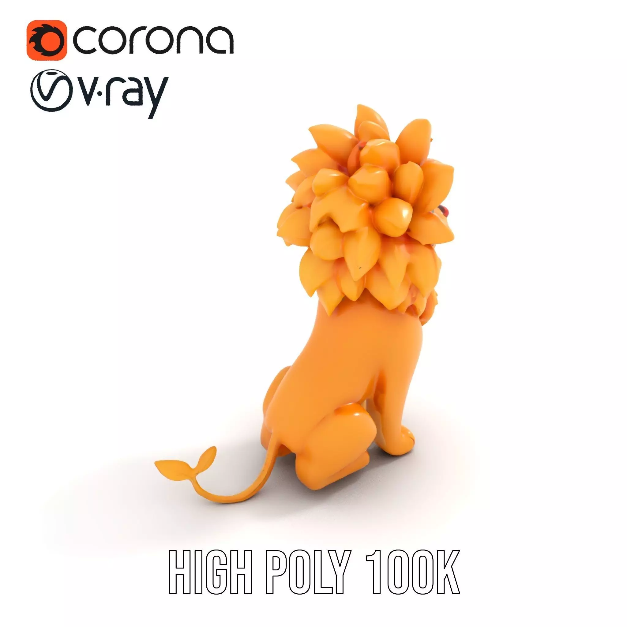 Golden Lion Sculpture model pack Low-poly 3D model_29
