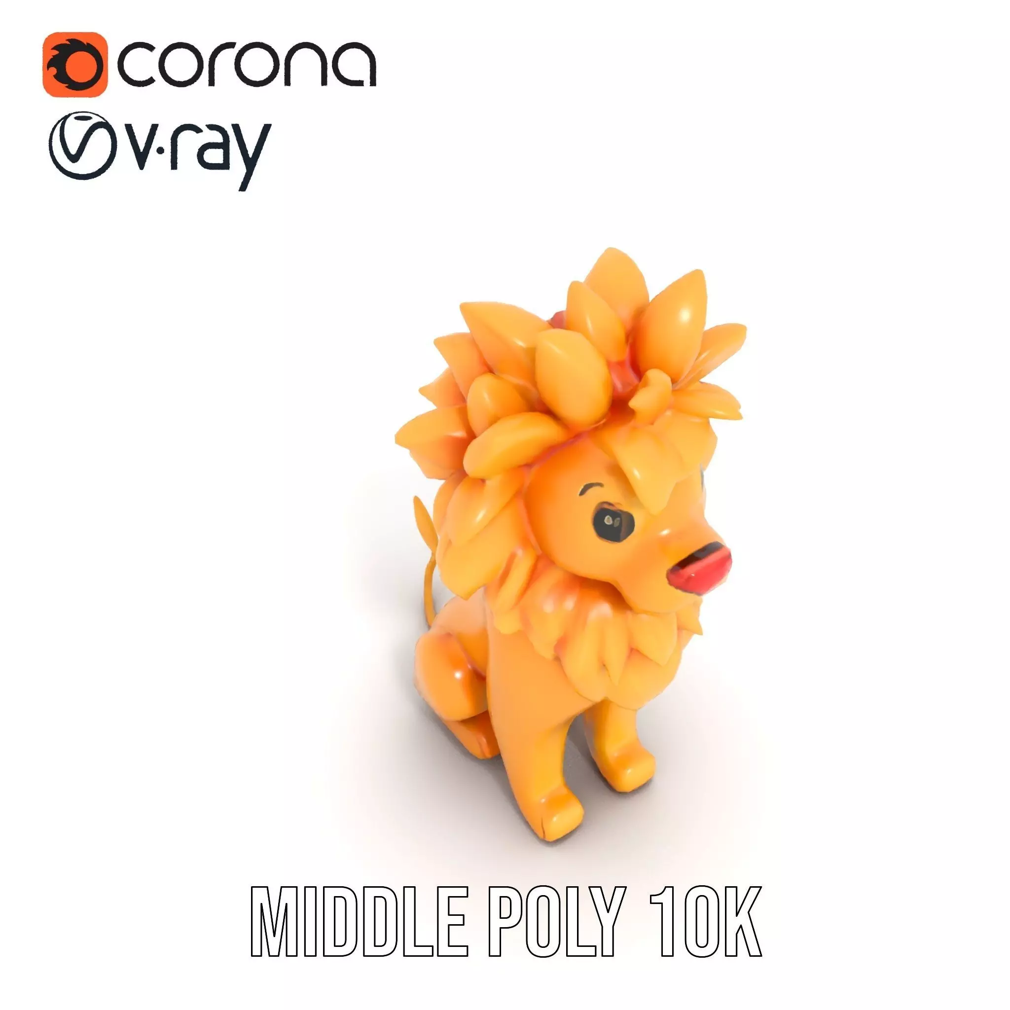 Golden Lion Sculpture model pack Low-poly 3D model_11
