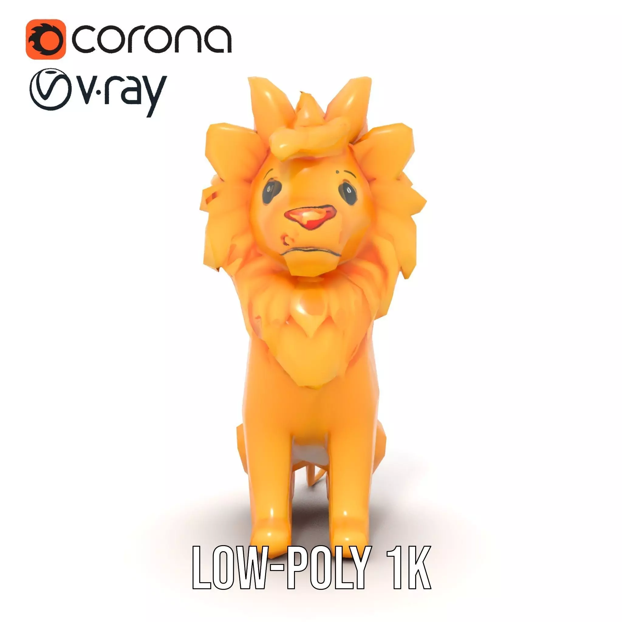 Golden Lion Sculpture model pack Low-poly 3D model_9