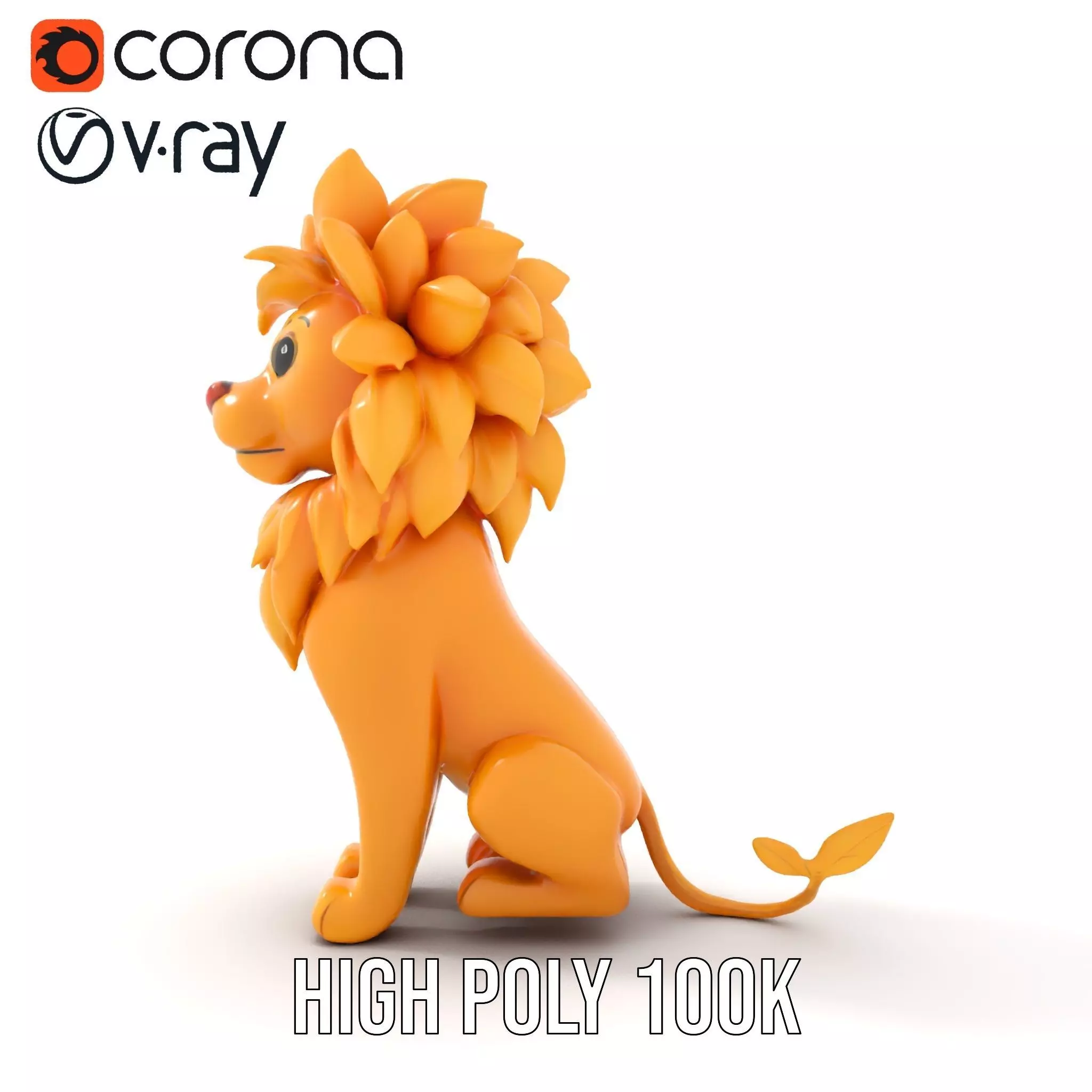 Golden Lion Sculpture model pack Low-poly 3D model_32