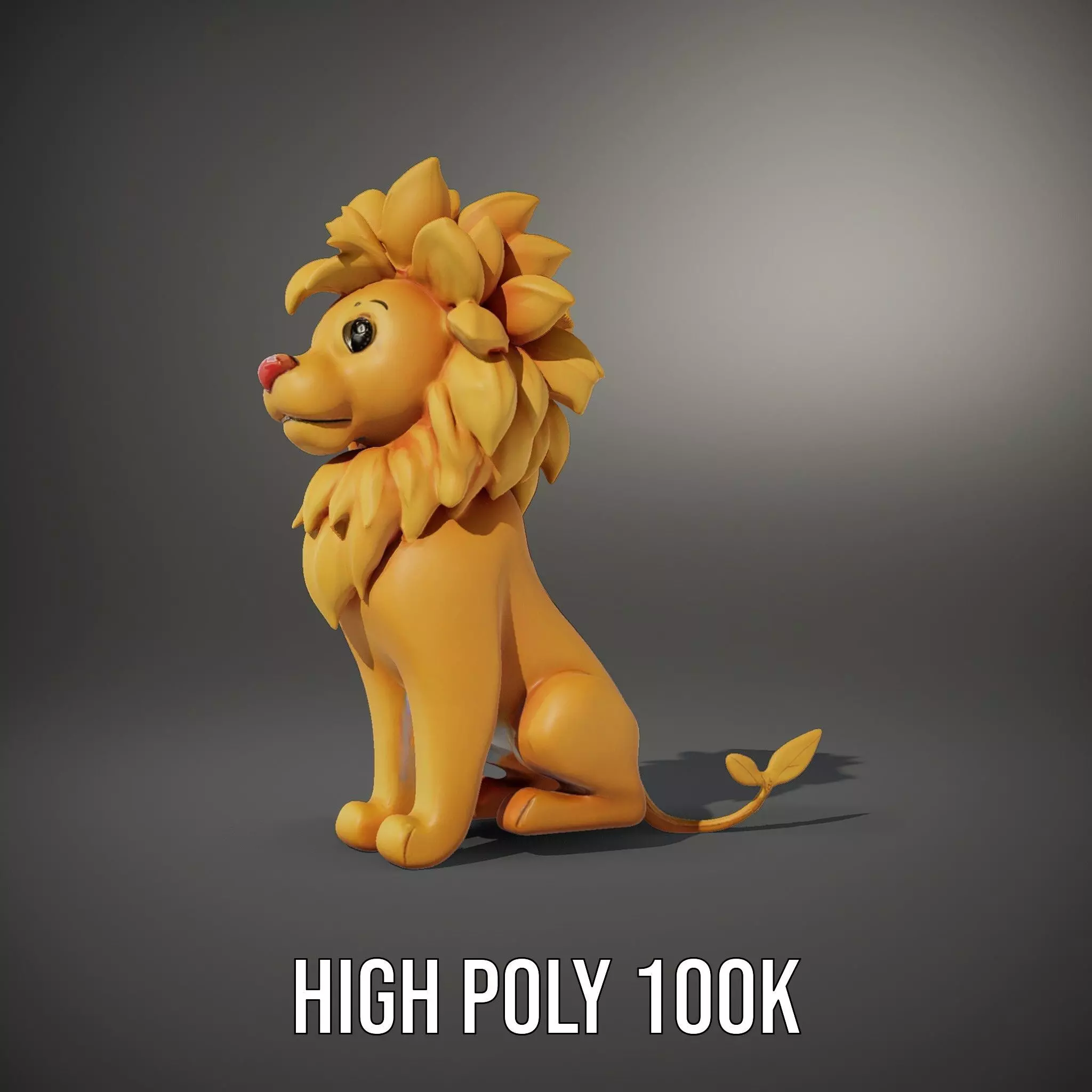 Golden Lion Sculpture model pack Low-poly 3D model_8