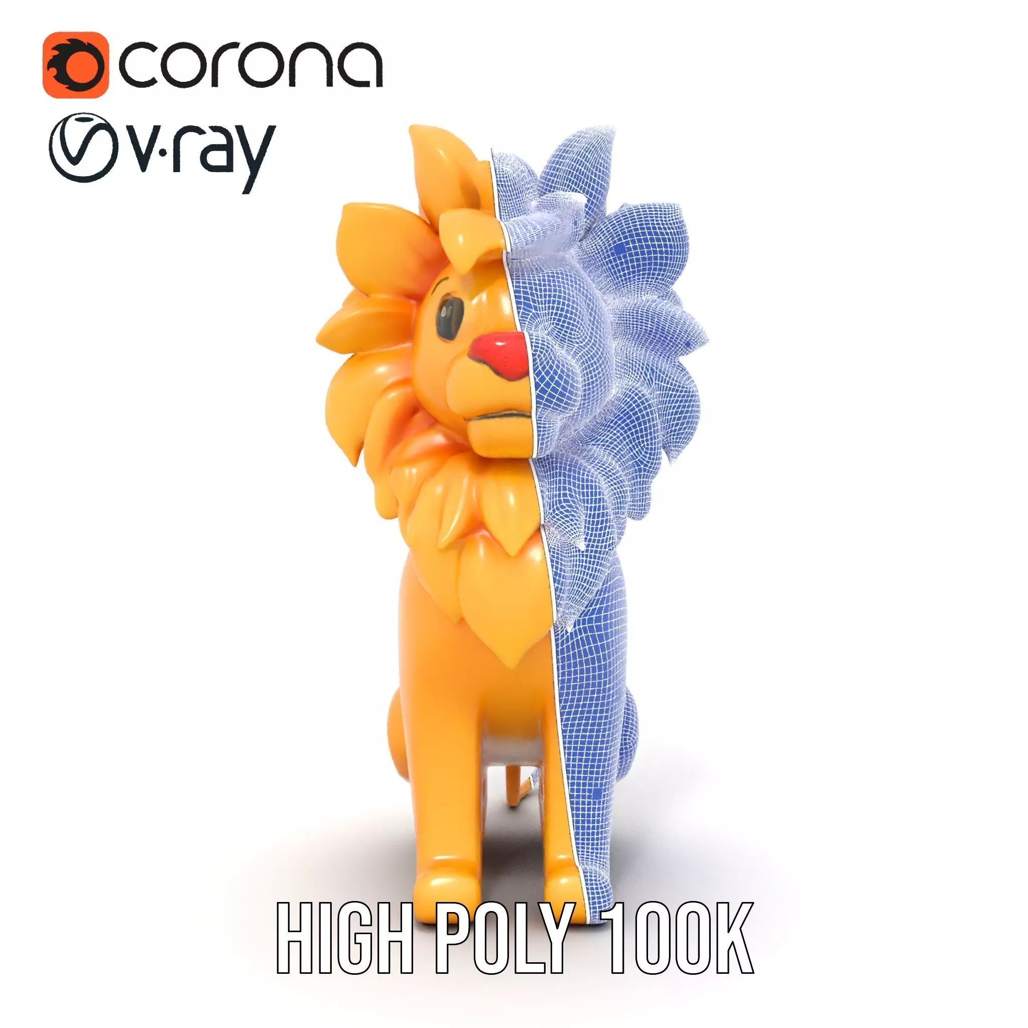 Golden Lion Sculpture model pack Low-poly 3D model_34