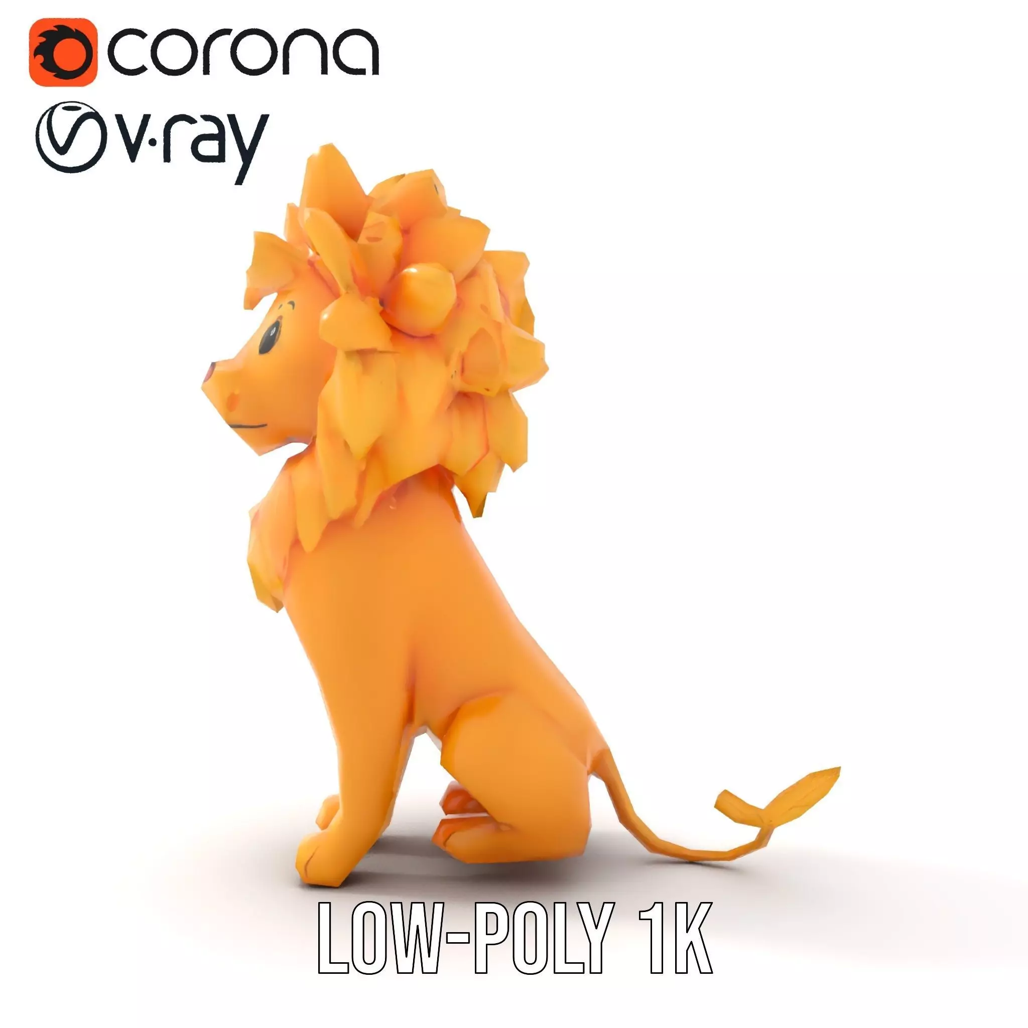 Golden Lion Sculpture model pack Low-poly 3D model_16