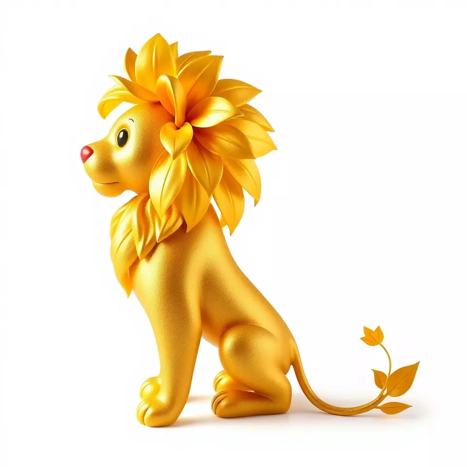 Golden Lion Sculpture model pack Low-poly 3D model_2
