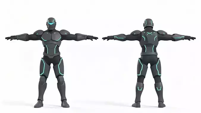 Futuristic Sci-Fi Armored Suit Rigged 3D model