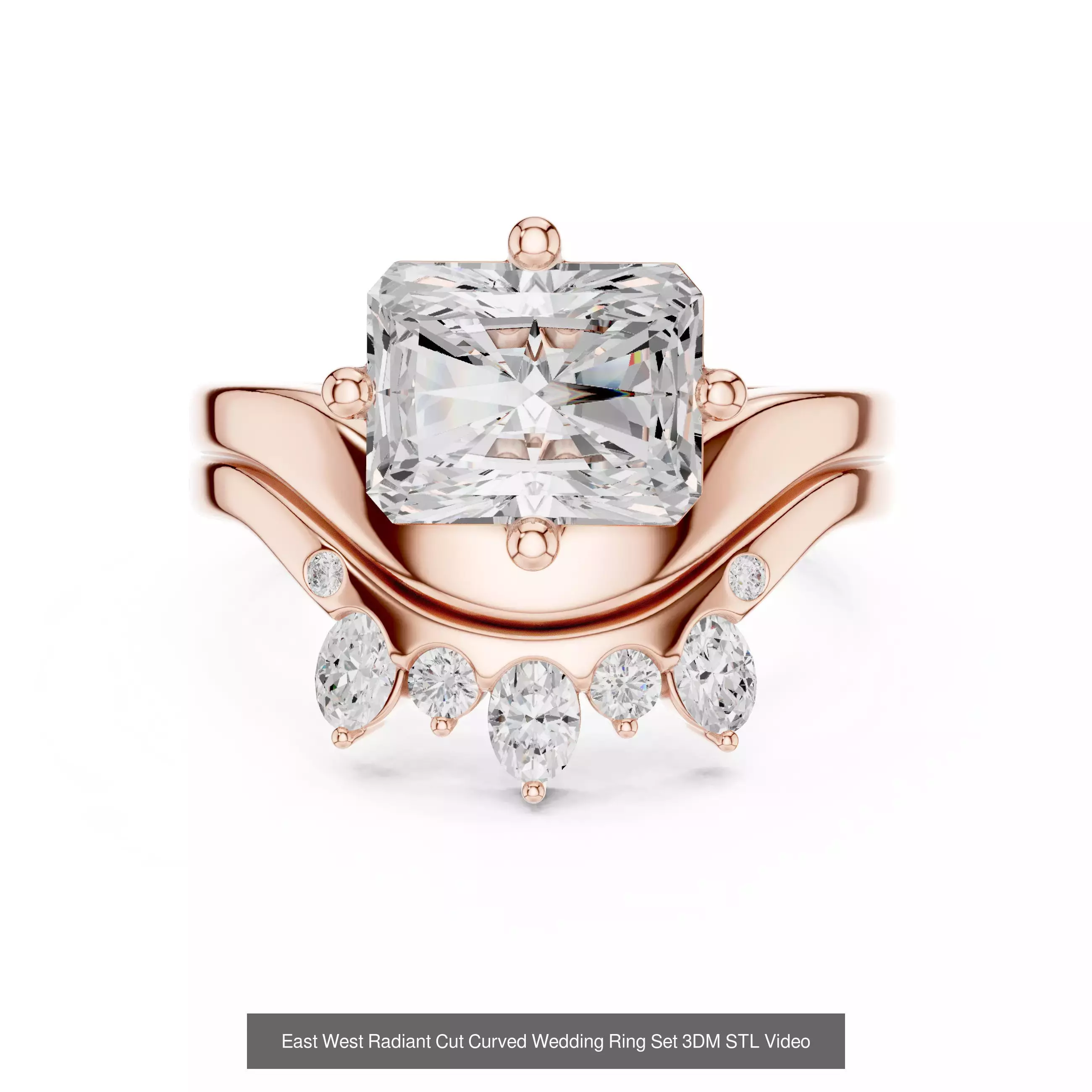 39 East West Diamond Ring 3DM STL OBJ FBX 3 Color Render Video 3D Model Collection_39