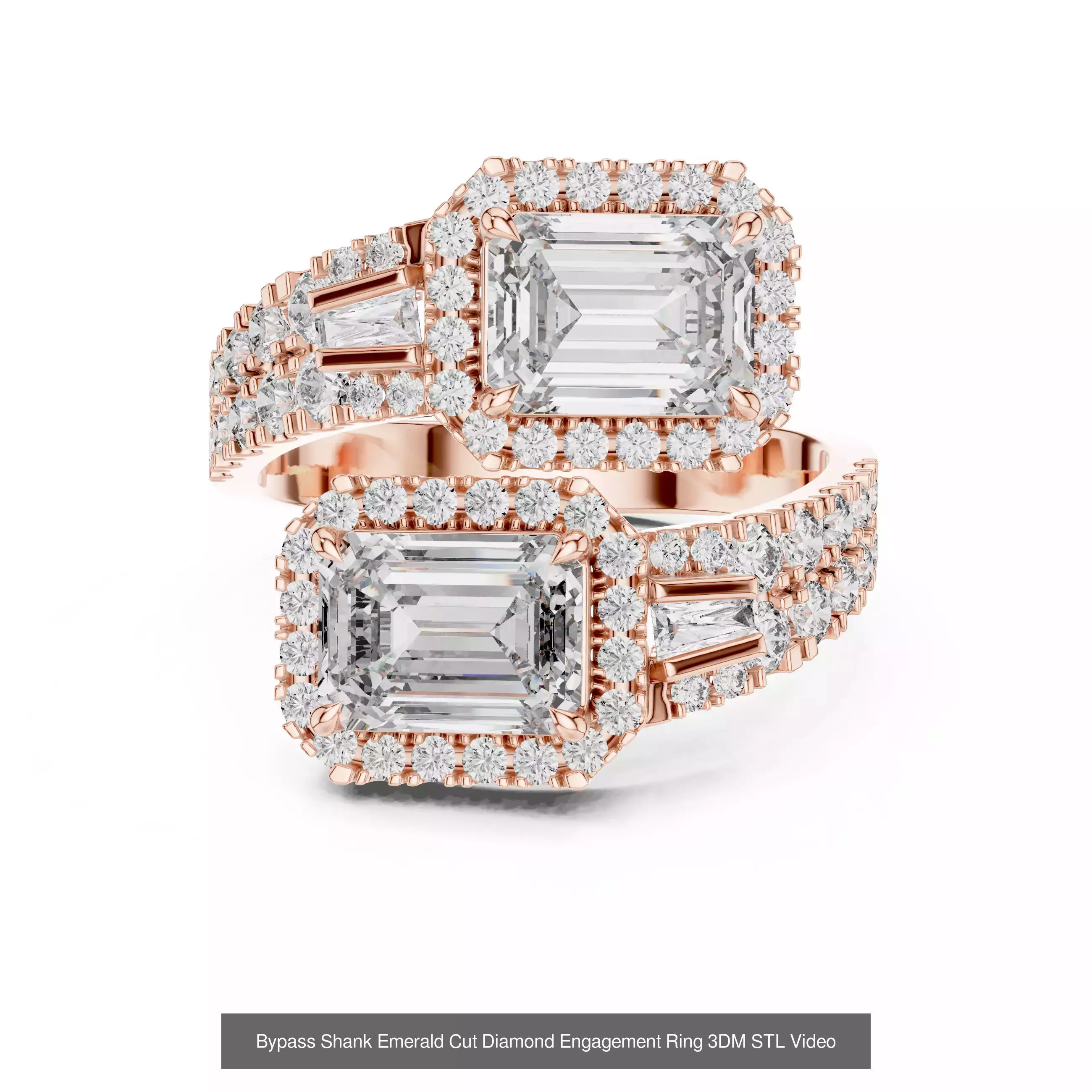 39 East West Diamond Ring 3DM STL OBJ FBX 3 Color Render Video 3D Model Collection_42