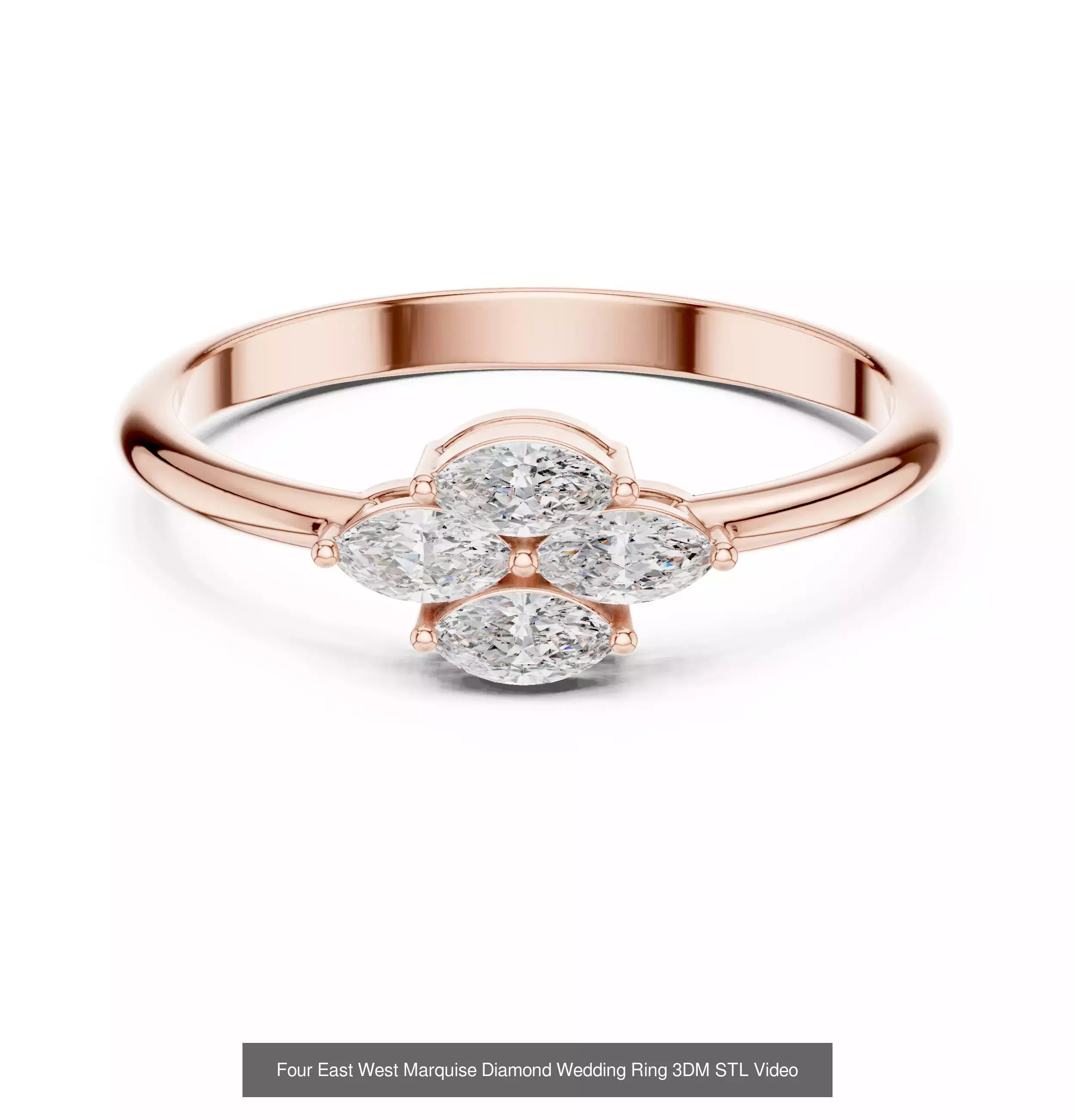 39 East West Diamond Ring 3DM STL OBJ FBX 3 Color Render Video 3D Model Collection_11