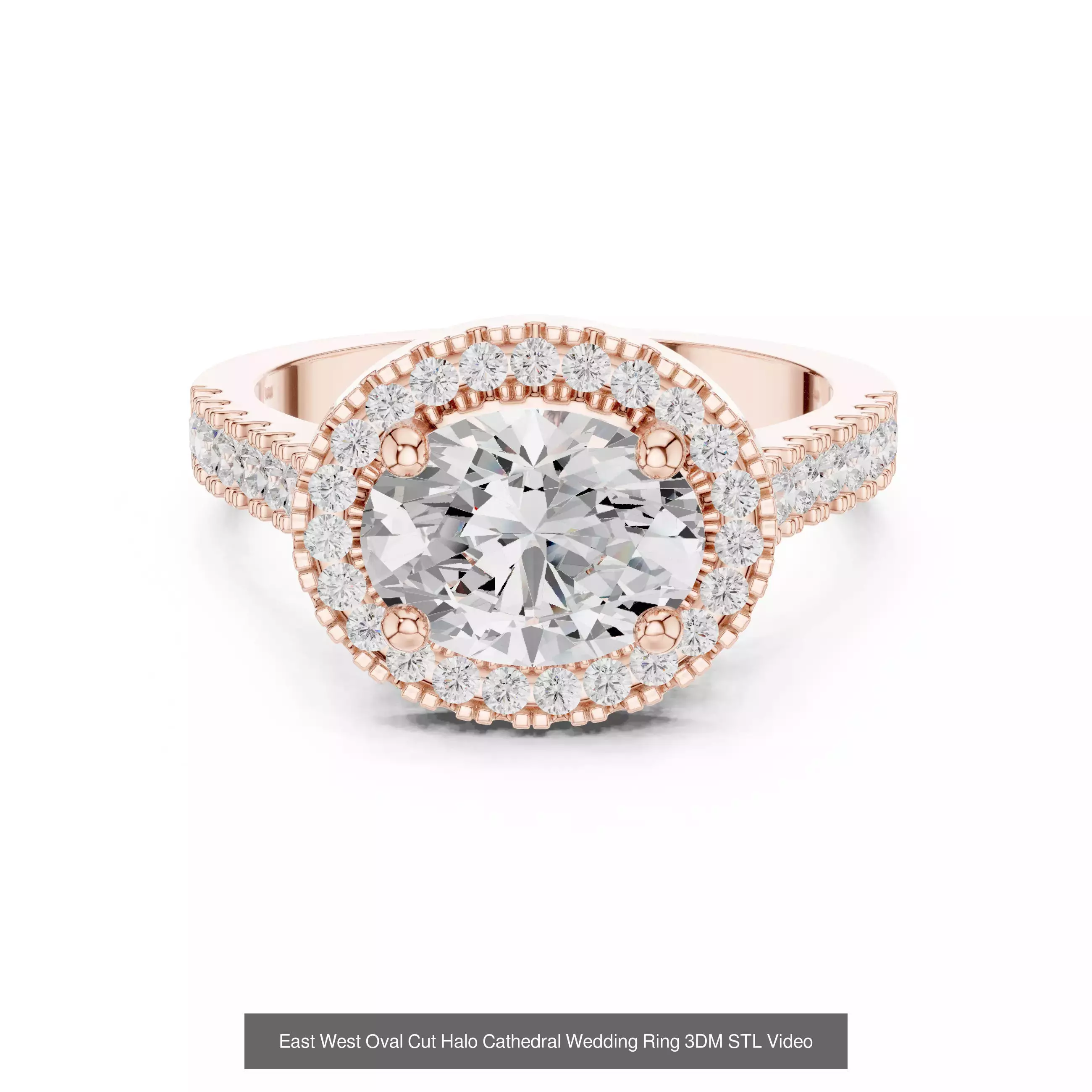 39 East West Diamond Ring 3DM STL OBJ FBX 3 Color Render Video 3D Model Collection_22