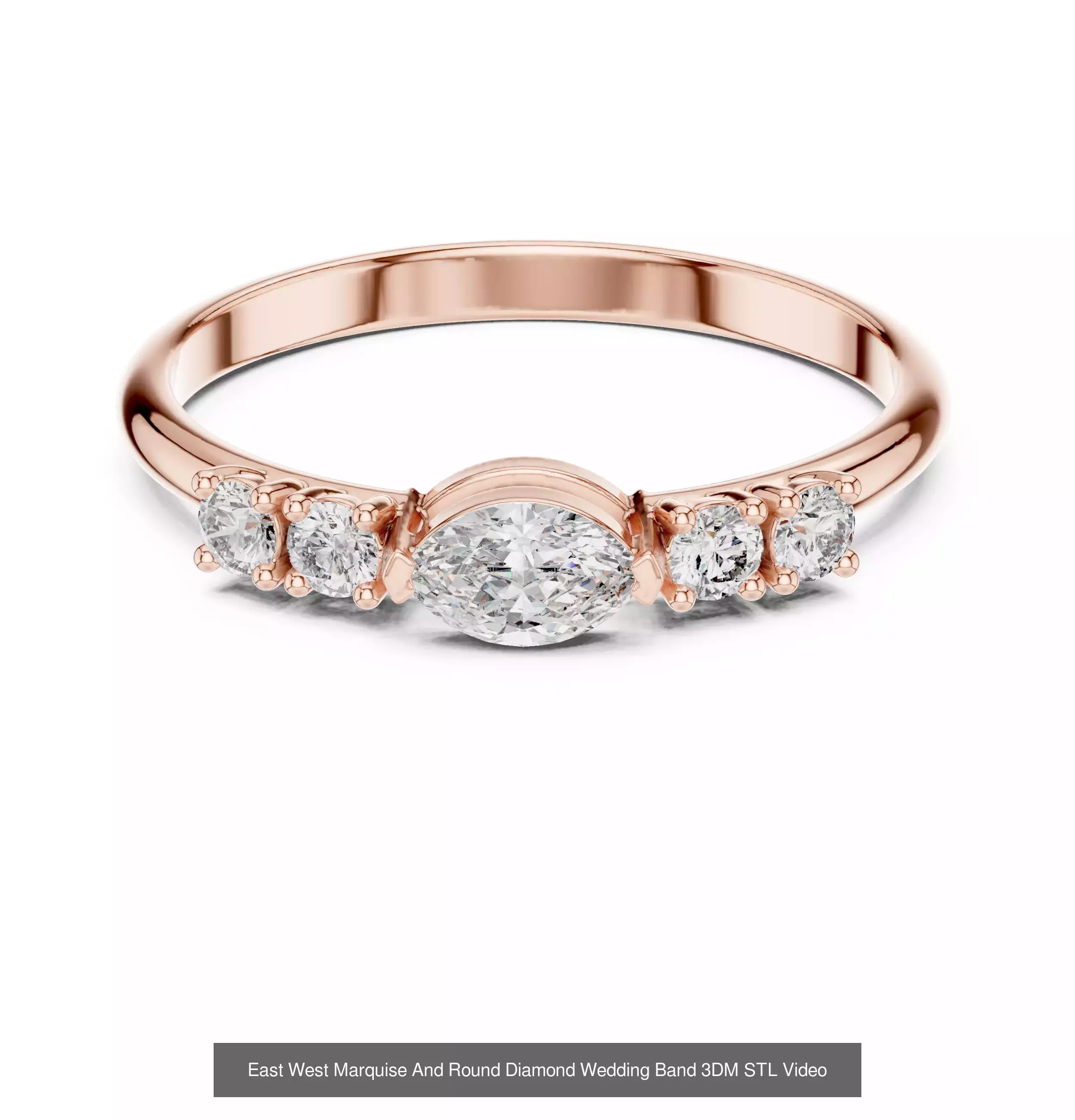 39 East West Diamond Ring 3DM STL OBJ FBX 3 Color Render Video 3D Model Collection_10